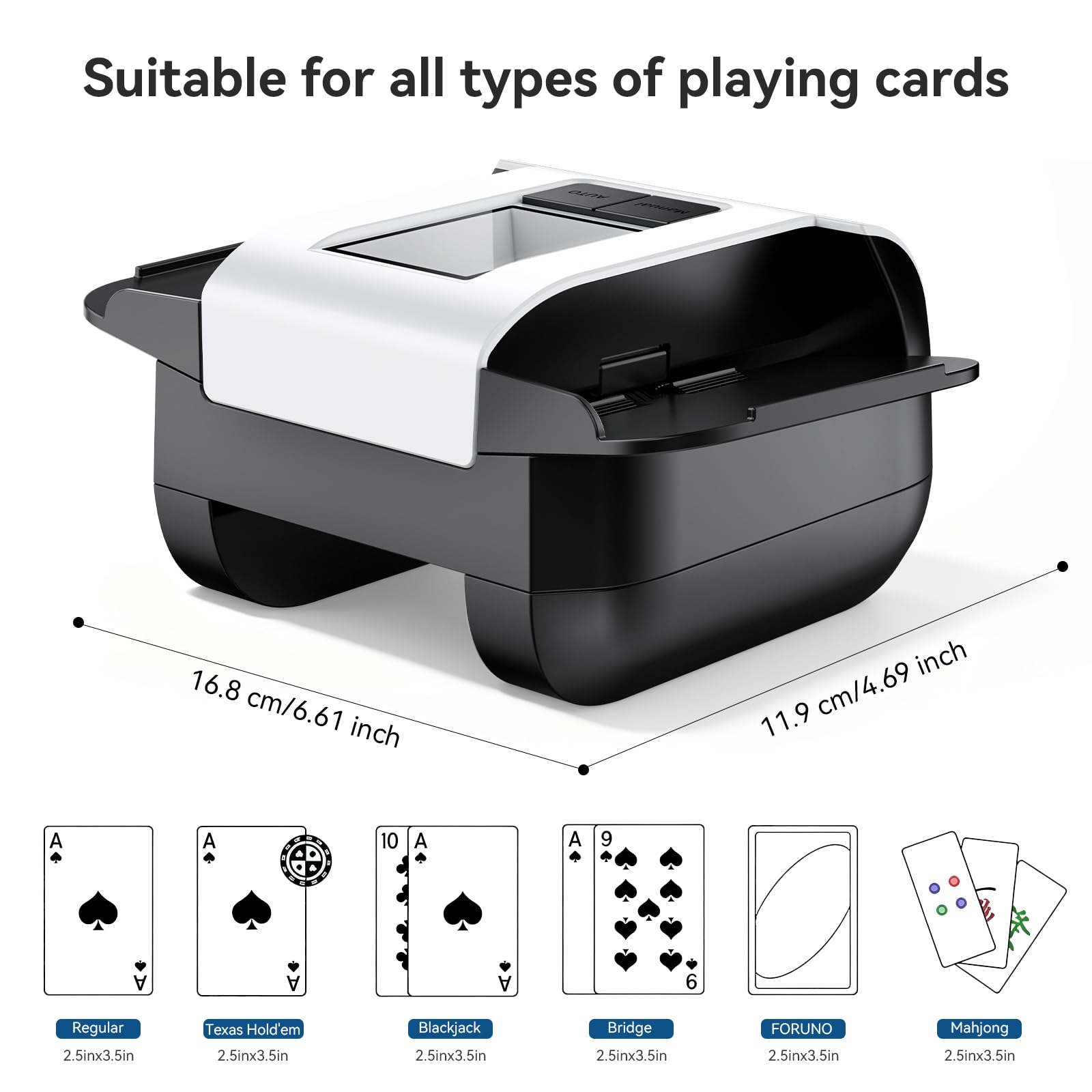 JOSTART Quiet Smooth Automatic Card Shuffler : Rechargeable Dual-Mode 2-Deck USB-C pour Poker Blackjack Texas Hold'em Soirée de Jeux en Famille