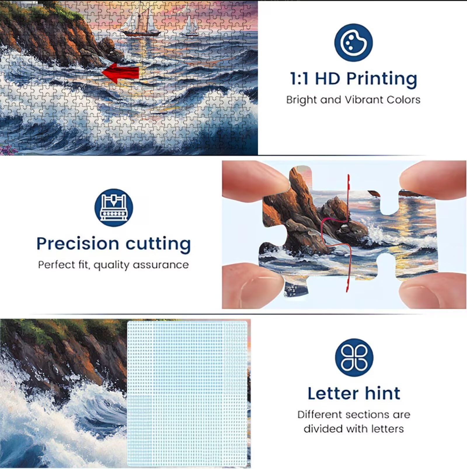 Puzzle 1000 sztuk | Reflektor Fala Puzzle 1000 sztuk dla dorosłych | Idealnie pasuje | bez kurzu | Drewniane puzzle dla całej rodziny | Puzzle XL dla ekspertów | Prezent dla kobiet W3H-765