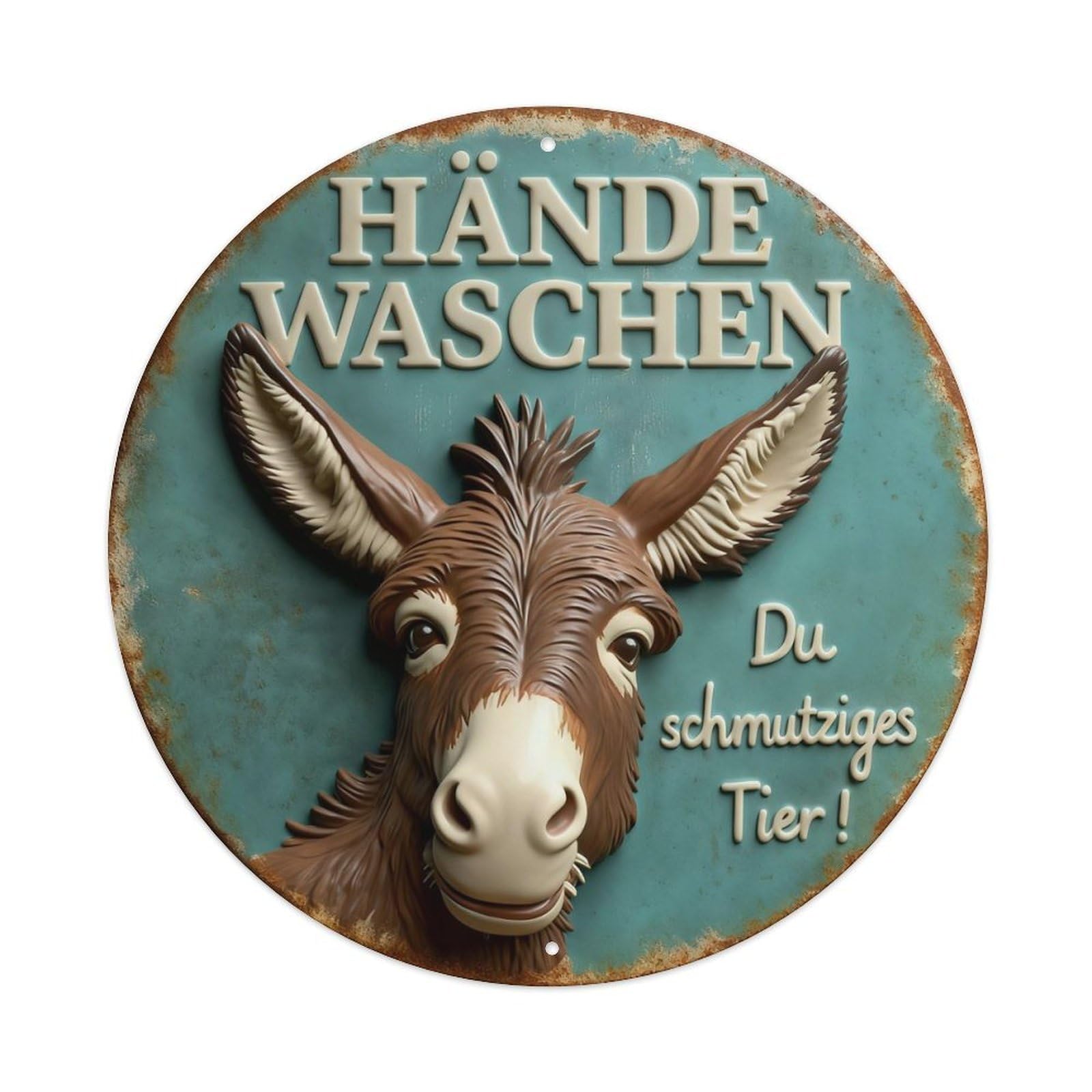 Zlatcbu Vintage Donkey Face With Text On Blue Background Metal Tin Sign Retro Wall Art Poster, Decor For Home Living Room Bar Cafe Garage, 8X8 Inch