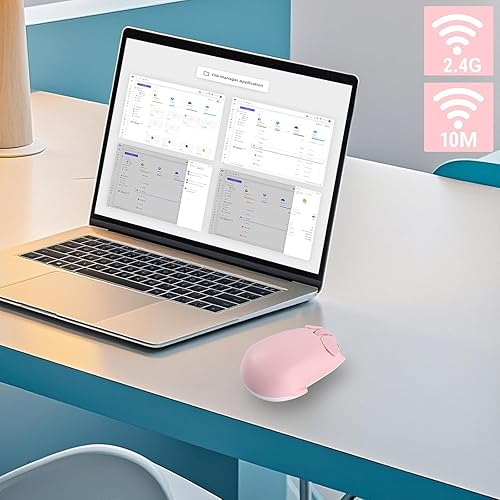 Miniatura 6 de Mouse inalámbrico con diseño de cerdo lindo  Modo dual Bluetooth y USB, funcionamiento silencioso, ergonómico, ideal para portátiles y PC, para