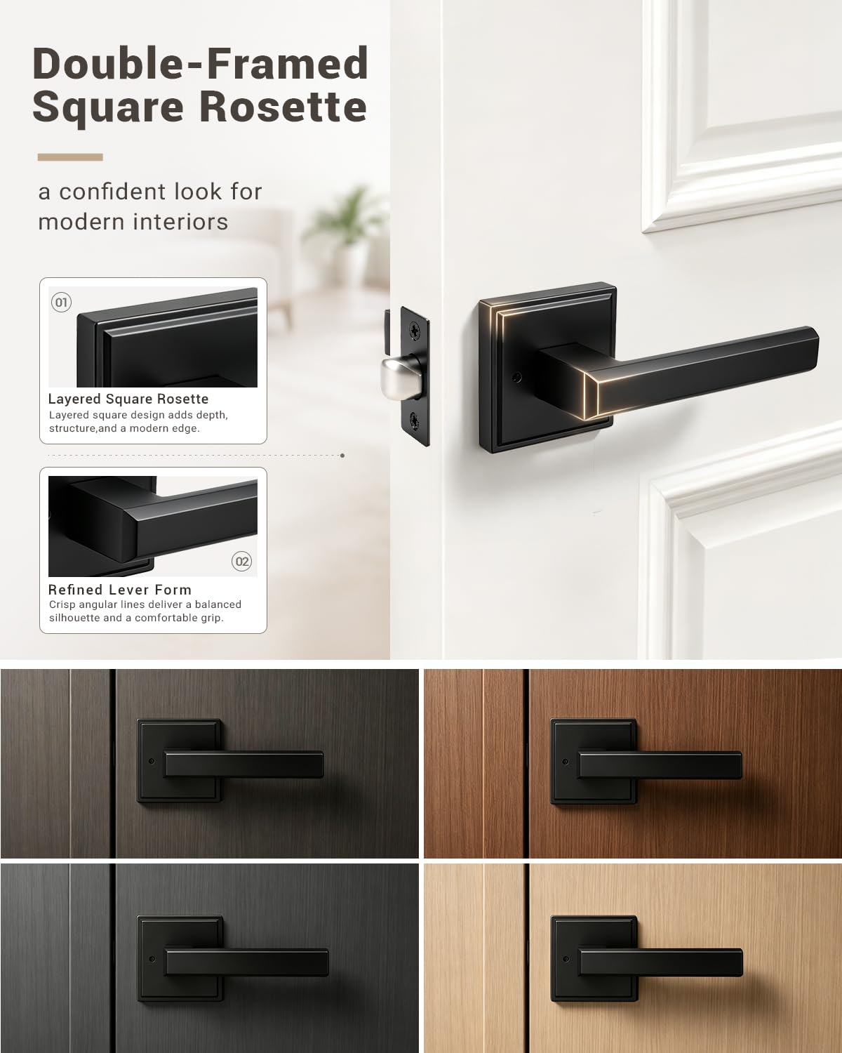 KNOBWELL Matte Black Door Knob with Lock - Keyless Entry -3