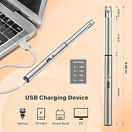 Navpeak Electric Candle Lighter Windproof USB Rechargeable Flameless Long Neck Lighter for Candles Gas Stove Fireplace BBQ Kitchen Grills (Stainless Steel)