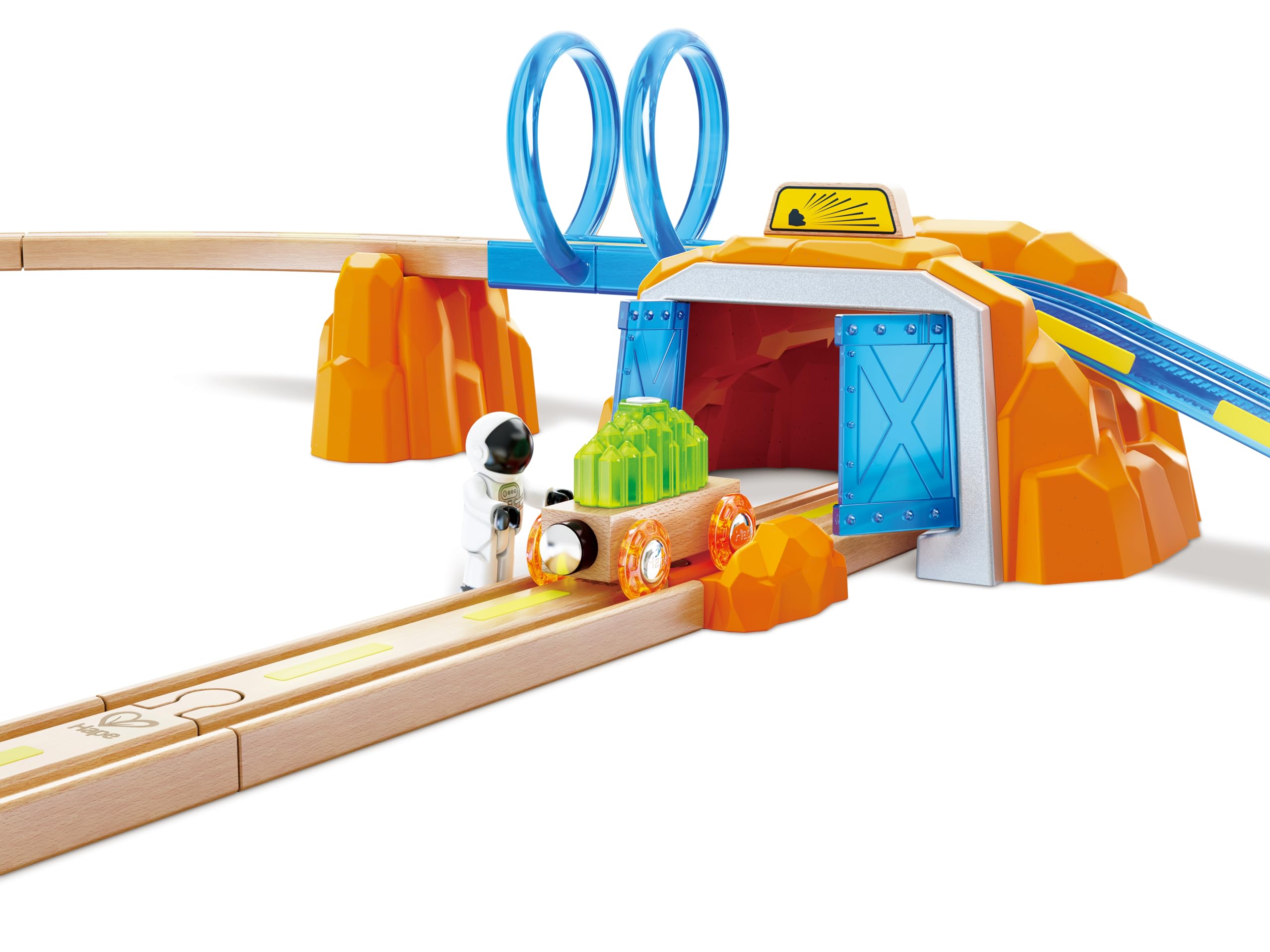 Hape Set di treni - Esplorazione di Marte, set ferroviario in legno, per bambini dai 3 anni in su