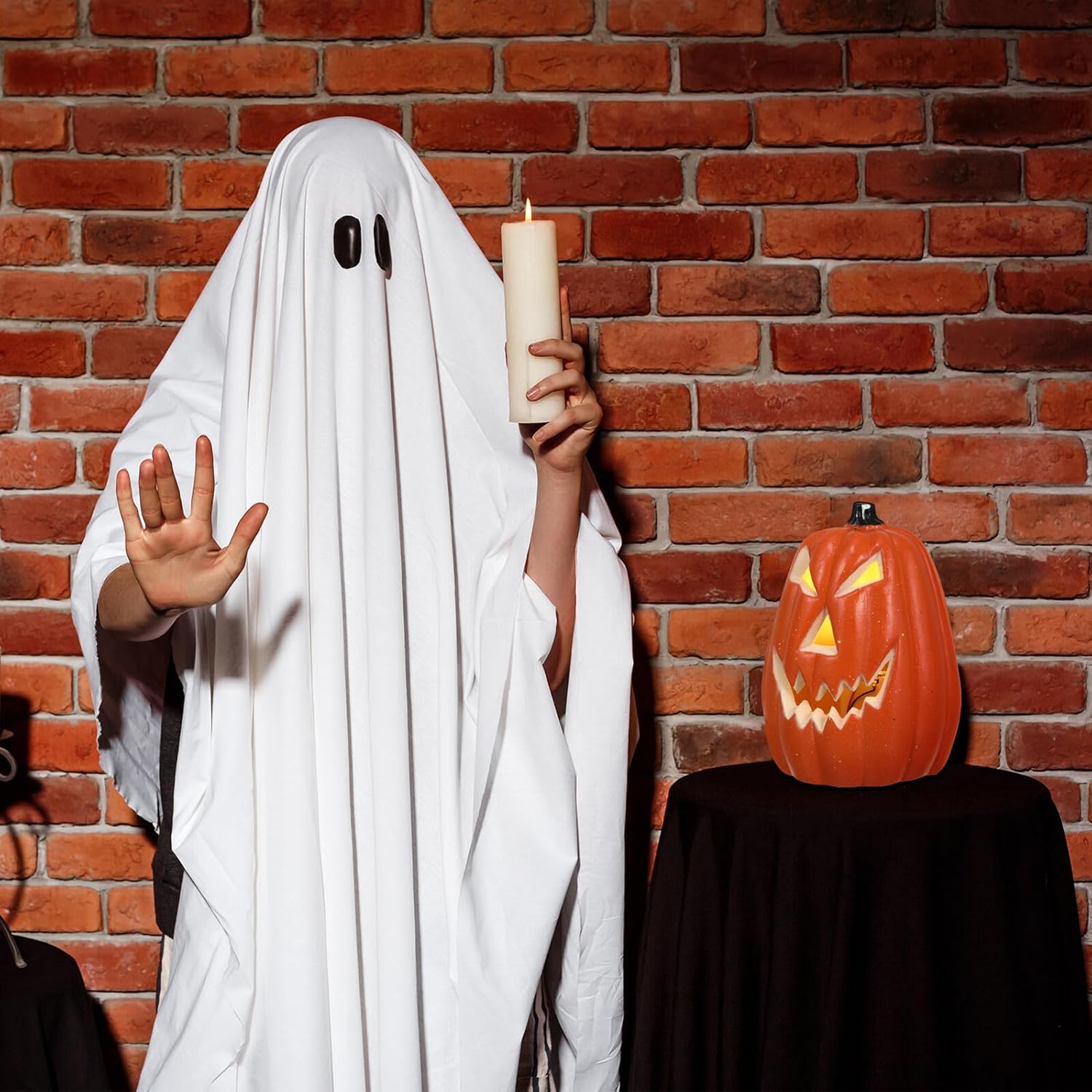 CHILDWEET Halloween Pumpkin Lamp and Skull LED Figurine Light Warm Glow Decorative Lamp for Indoor Holiday Party and Halloween Home Decor