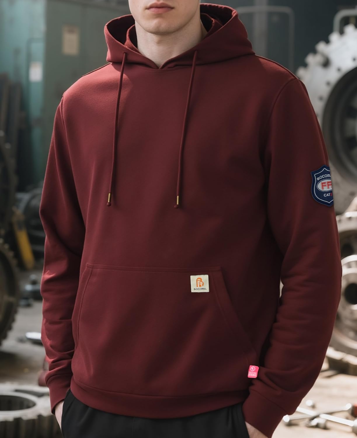 BOCOMAL FR Hoodie Pullover Idea for Summer 7.5oz Lightweight Cotton Flame Resistant Sweatshirt (Non Fleece) - Image 2