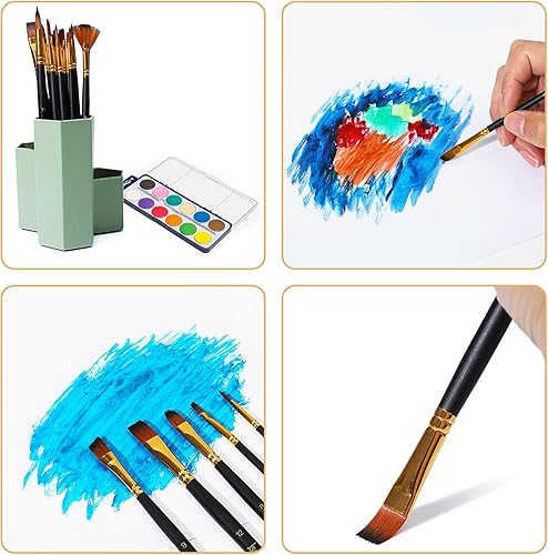 Miniatura 5 de Juego de pinceles de pintura acrílica, 15 piezas, pinceles de cerdas de nailon para pintura acrílica, pinceles de aceite y acuarela para cuerpo,