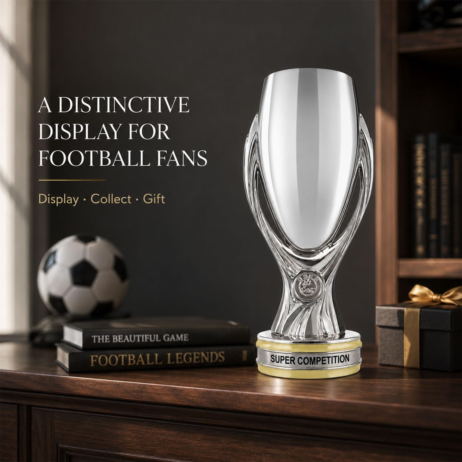 Réplica del Trofeo Europa Super Cup, Copa de Campeones de Fútbol | Premio para Competiciones de Fútbol, Decoración para Oficina Rincón del Aficionado y Hogar, Regalo para Fans de Fútbol