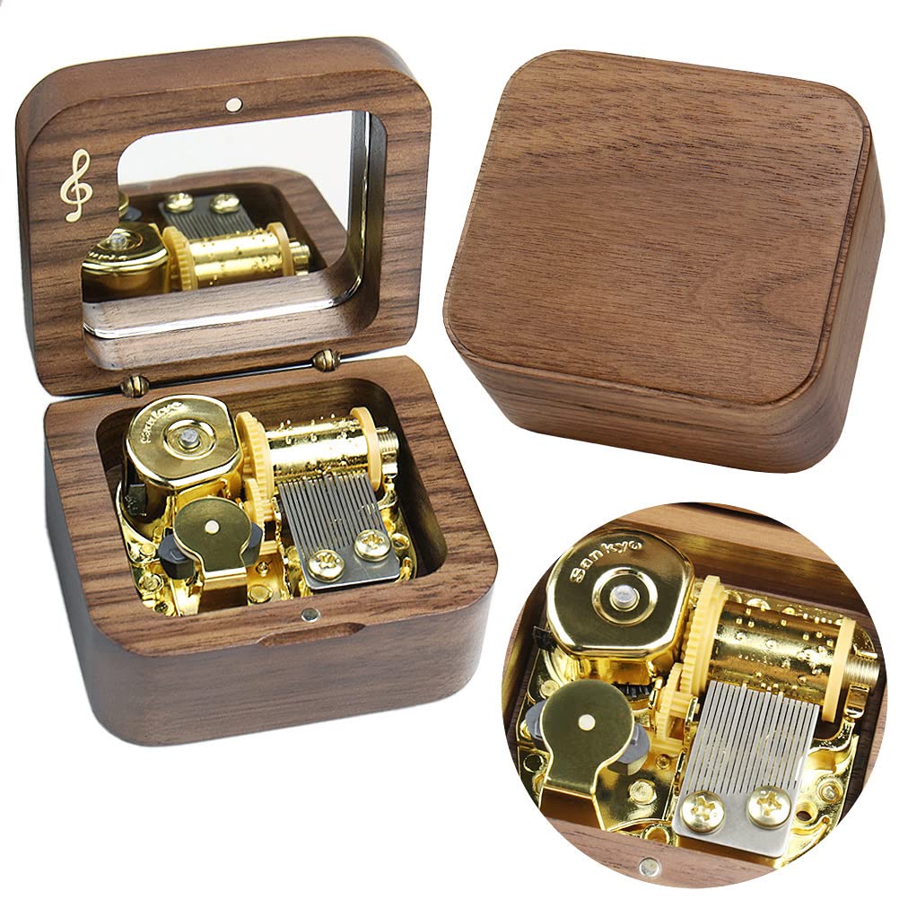 Sinzyo Tonari No Totoro Music Box Vintage Musical Boxs Gift for Birthday Valentine's Day Christmas Day(Musical Note Walnut Box)