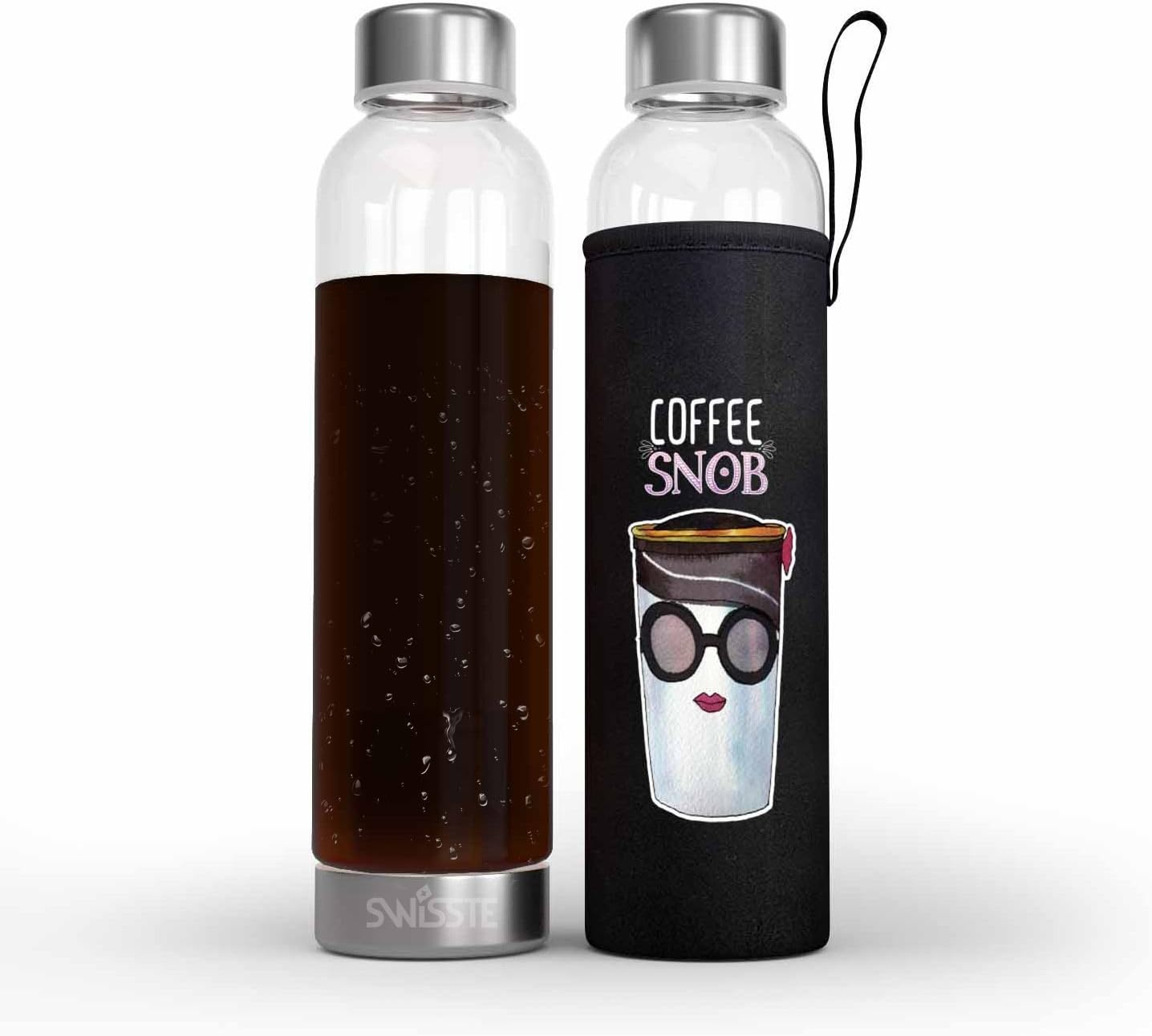 Cold Brew Coffee Maker Tea Infuser - 17 oz On-The-Go Size, Make Amazing Cold Brew Coffee and Tea with This Premium Durable - BPA Free Glass Bottle - Best for Gift