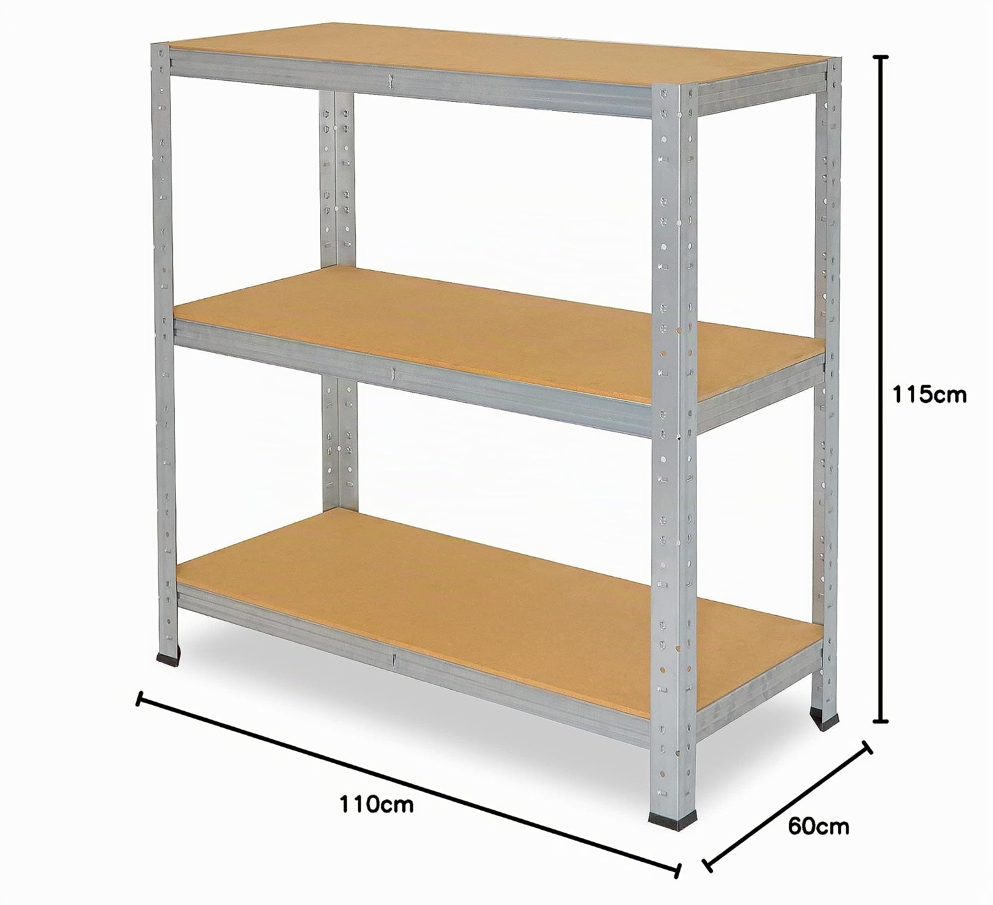 shelfplaza® 115x110x60cm Home Schwerlastregal verzinkt/Metallregal mit 3 Böden/Kellerregal Metall, Garagenregal, Werkstattregal oder Regal Lagerregal/Steckregal Metall mit 175kg Tragkraft