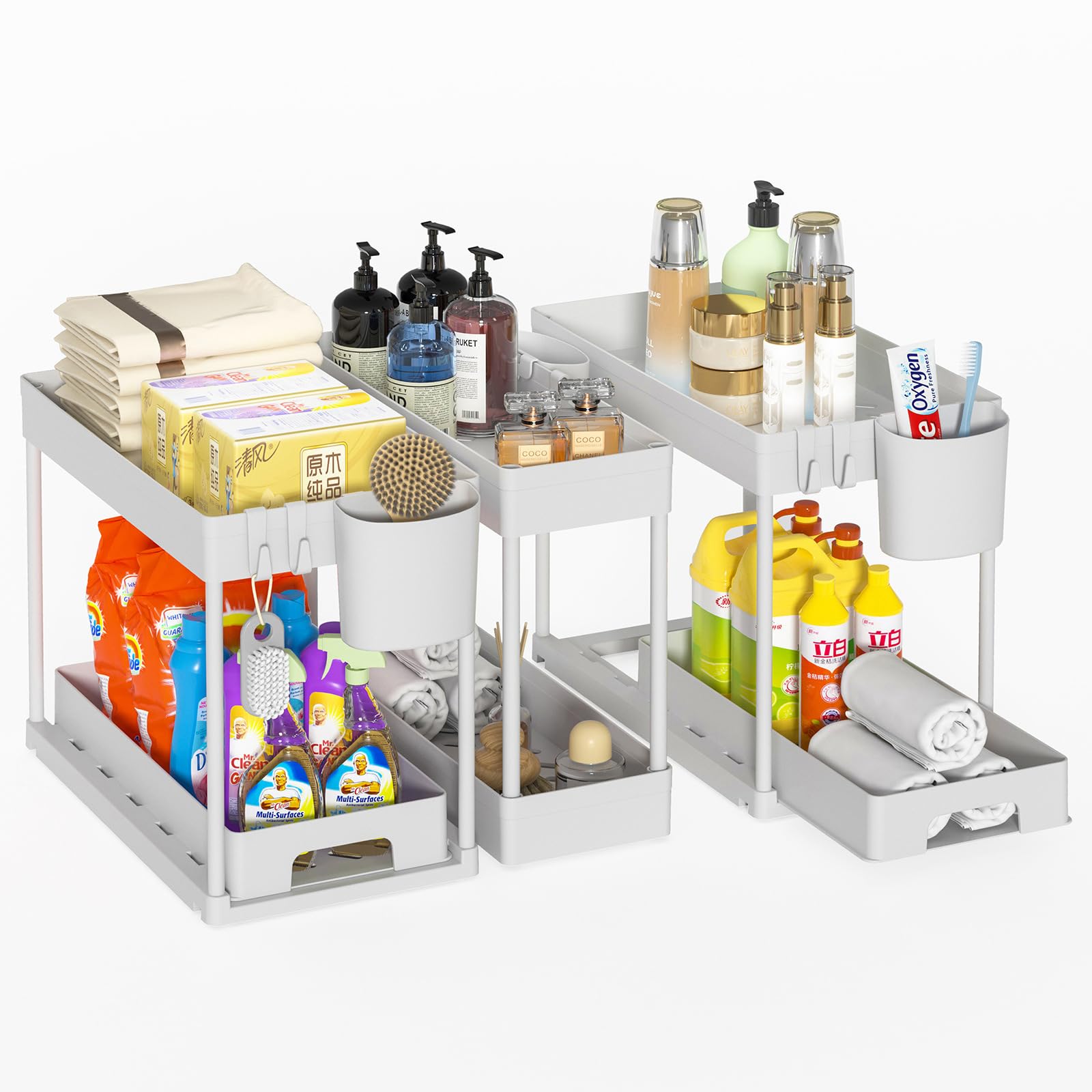 Sponsored Ad – Under Sink Organizer, 3 Pack Pull Out Under Sink Storage, 2 Tier Multi-Purpose Sliding Under the Sink Organizer Bathroom Kitchen Sink Organizer Under Cabinet Shelf for Cleaning Supplies - White