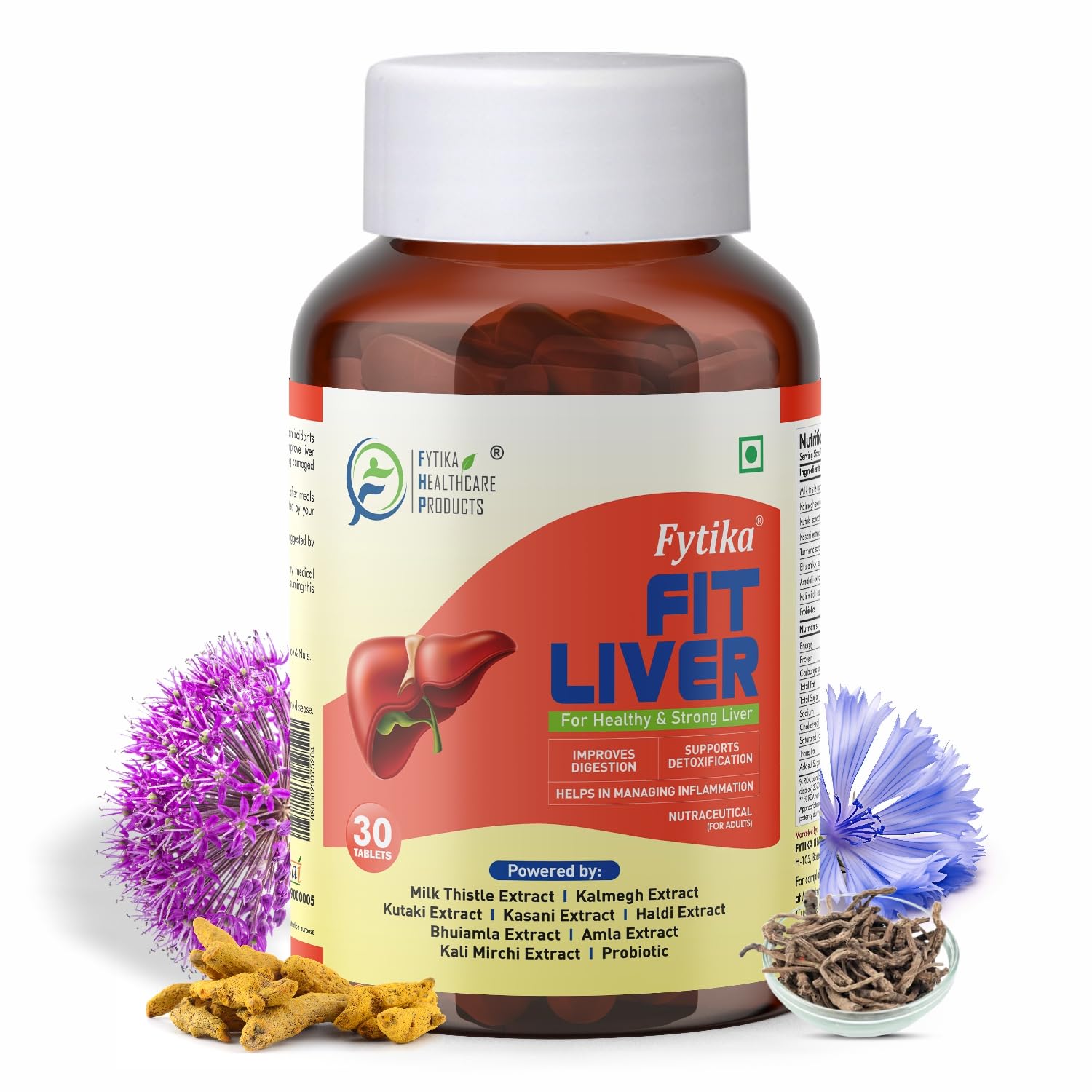 Fytika Fit Liver - 30 Tablets | Liver Detox Supplement | Liver Detox with Milk Thistle, Kalmegh, Kutaki, Kasani, Haldi | For Men & Women-image-20