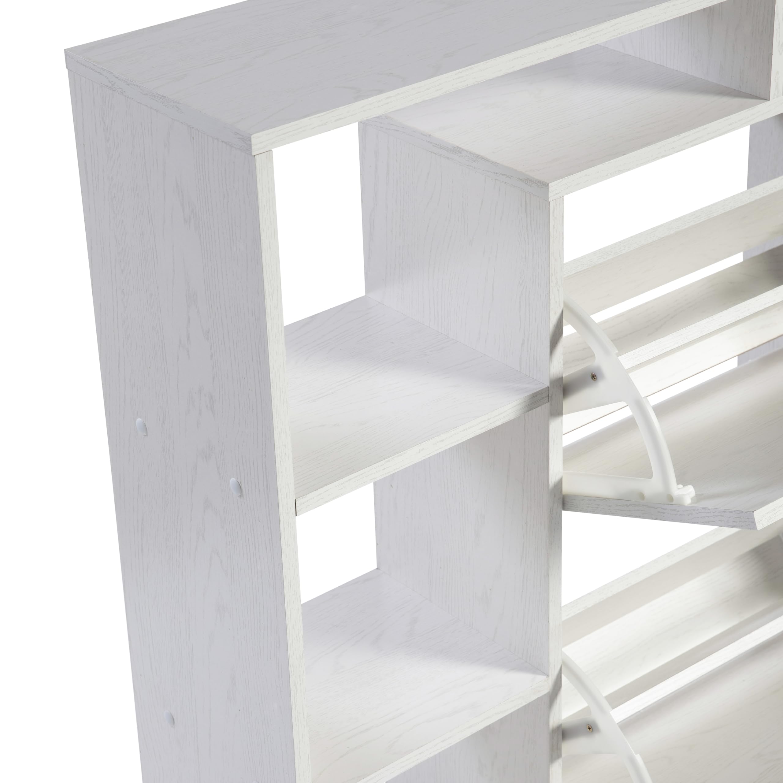 DUPI Zapatero Abatible Orlando | 92 x 79 x 24 cm | Mueble Zapatero Estrecho y Moderno | 2 Puertas Oscilantes | 4 Baldas para 20 Zapatos | 2 Cajones | Blanco