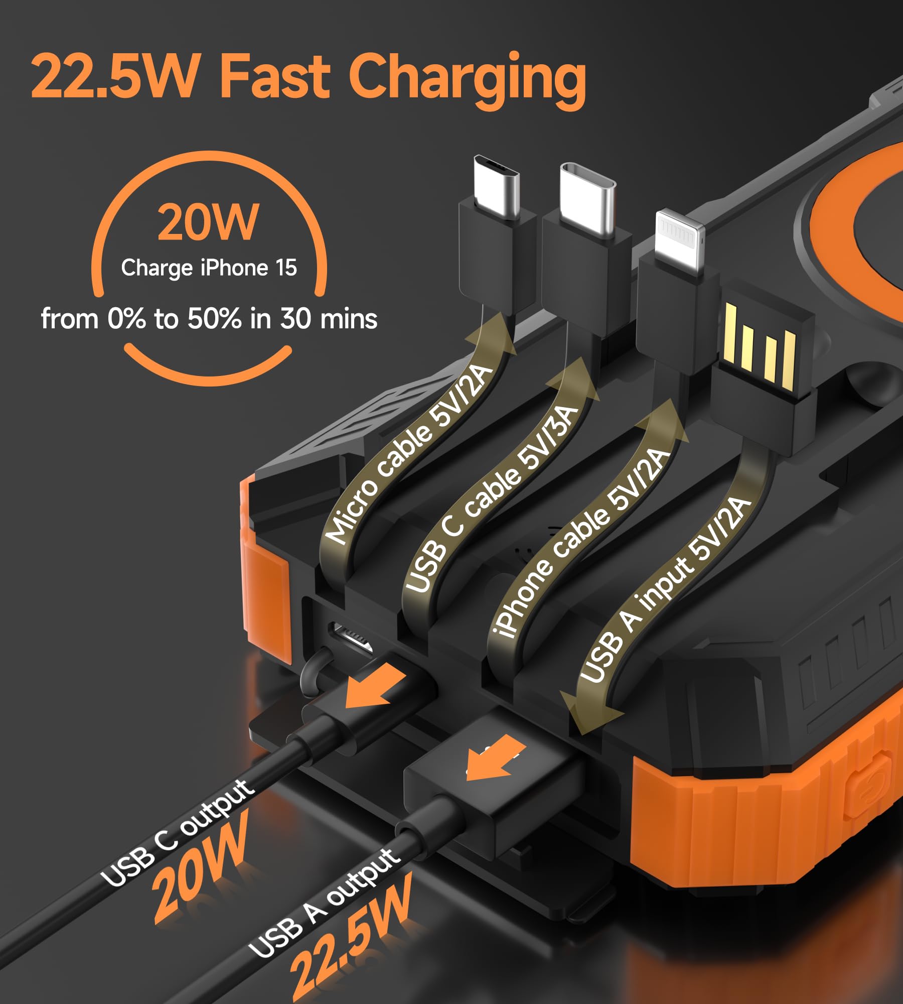 Chargeur Solaire Portable 46800 MAh - Avec Lampe De Poche, étanche, Pour Le Camping Et Les Voyages
