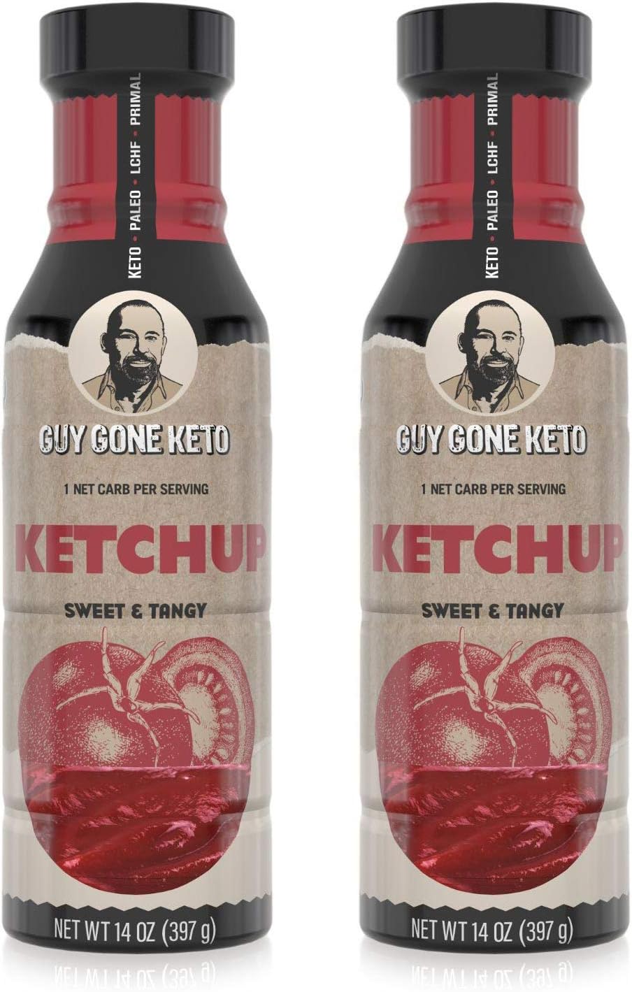 Keto Sauces by Guy Gone Keto, Infused with MCT Oil, Paleo, Low Carb, Plant-Based, No Artificial Sweeteners, Gluten Free, Grain Free, Dairy Free, Keto Condiment (Ketchup Sauce, 2 Pack)
