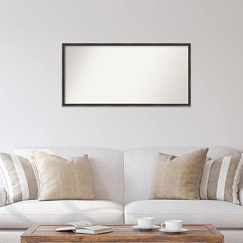 Miniatura 4 de Amanti Art Espejo de baño marrón para sobre el fregadero, 21 x 43 pulgadas, espejo de tocador rectangular de madera dura, con cuña de madera dura,