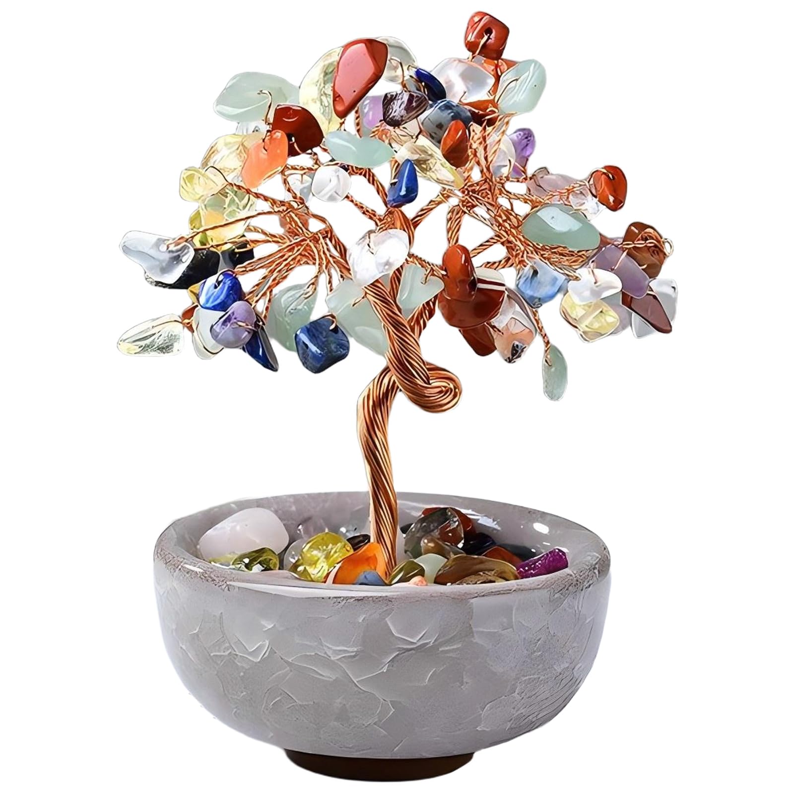 SiumPklay Handmade Pink Crystal Tree of Life crystal tree gifts for love and Good Luck Positive Energy Home Office Desk Decor Unique Crystal Gifts for Women (colorful)