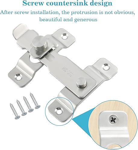 Miniatura 4 de Alise Cerradura de puerta de seguridad para valla de madera de granero, puertas francesas deslizantes, cerraduras de hardware de acero inoxidable
