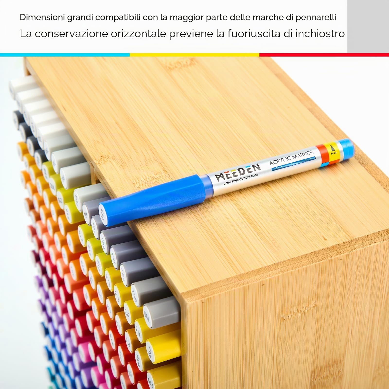 MEEDEN Organizer per scrivania in bambù: contenitore in legno per 126