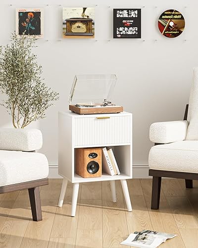 Miniatura 8 de Mesita de noche, mesa auxiliar pequeña, mesita de noche con cajón, mesita de noche moderna, mesa auxiliar para dormitorio, sala de estar (rayas