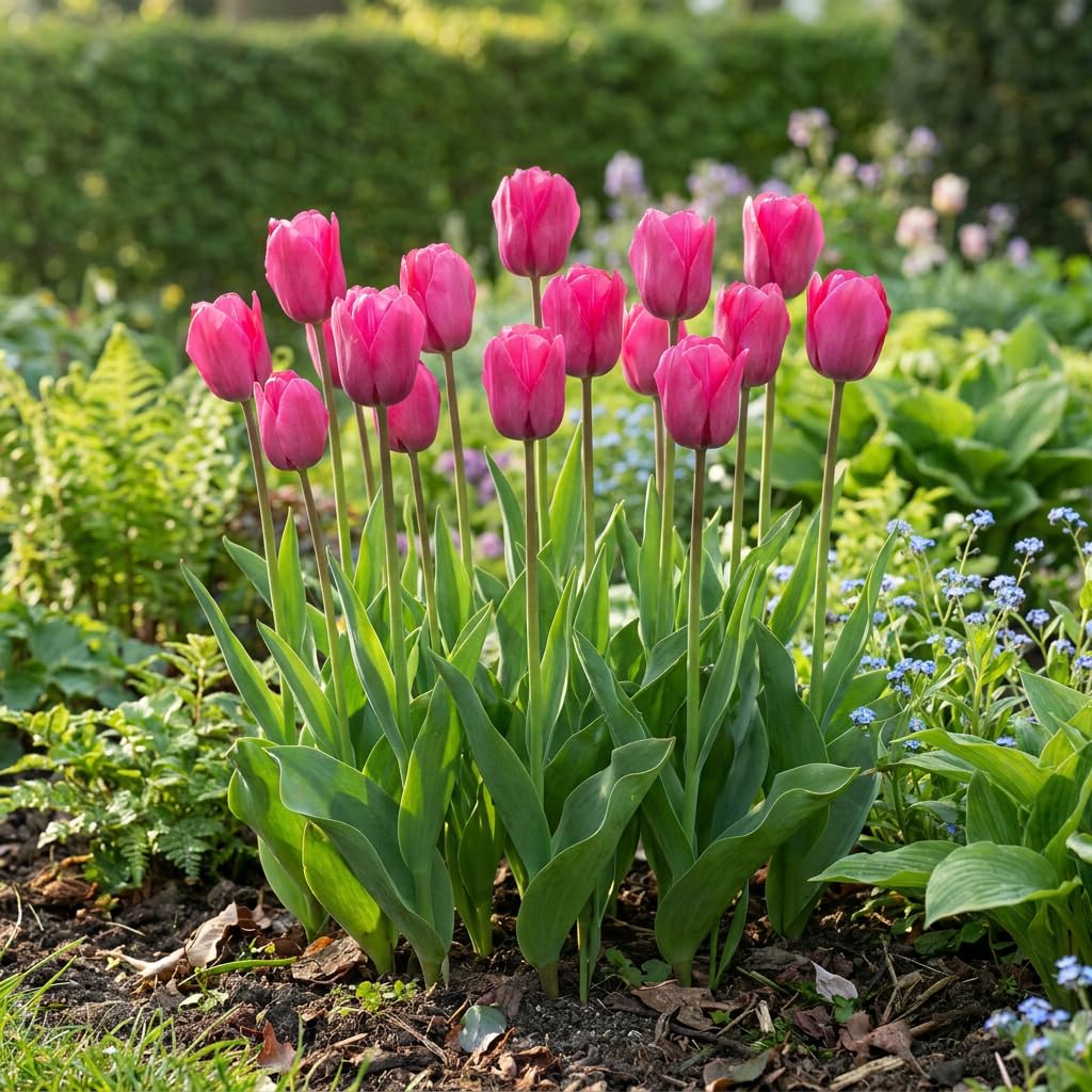 Green boutiQ - 120x Tulipa Triumph Pink - Tulipe Triomphe Rose - Rose - Floraison printanière - Calibre 11/12