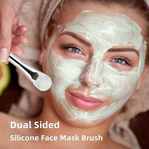 Miniatura 2 de Y-KINZ 4 cepillos de silicona para mascarilla facial, aplicador de máscara facial de doble cara para tratamientos faciales, herramientas de cuidado