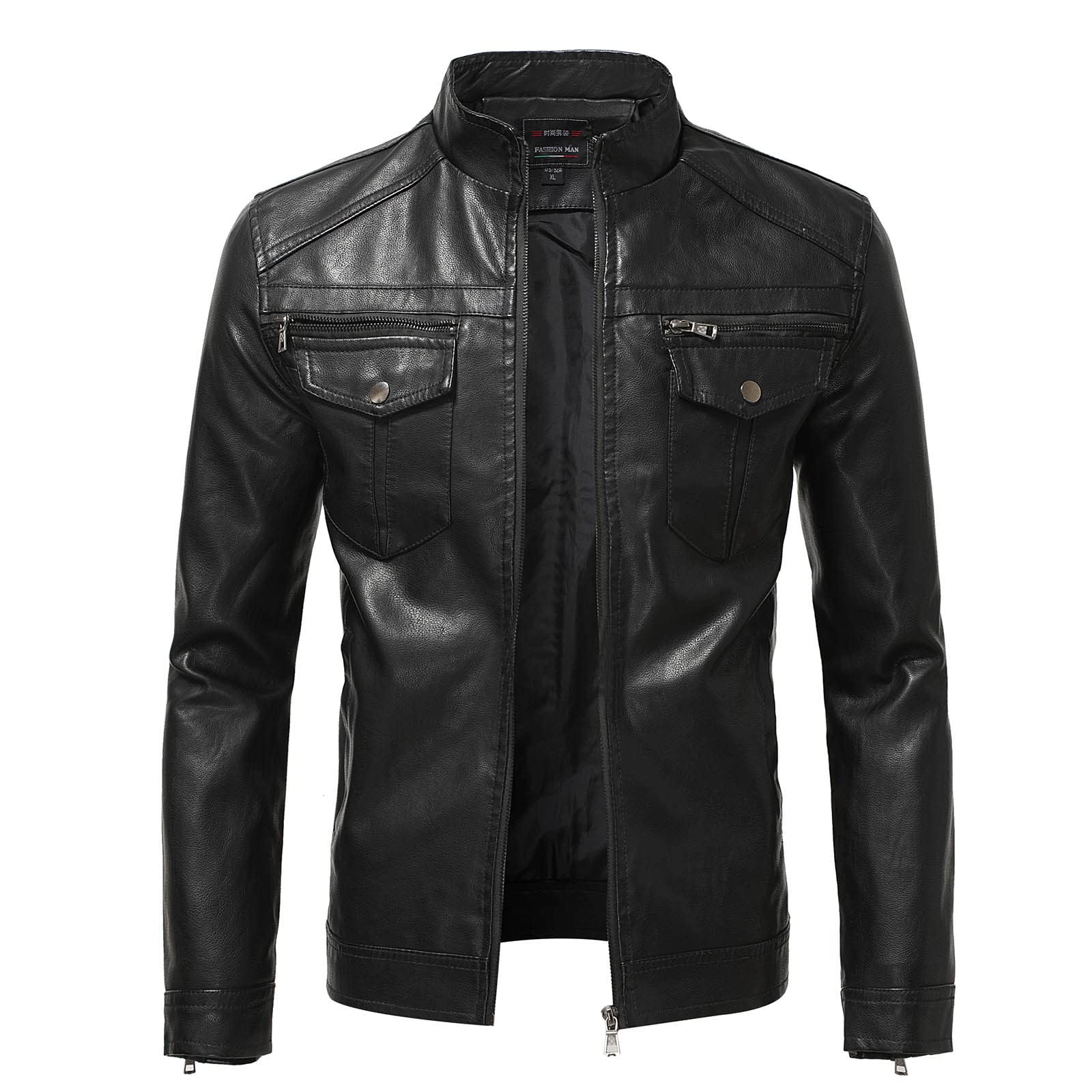 Abrigo de piel para hombre, forro de invierno, chaqueta de piel sintética, chaqueta de piel sintética, chaqueta de piel sintética, chaqueta de piel sintética, cuello alto, bolsillos con