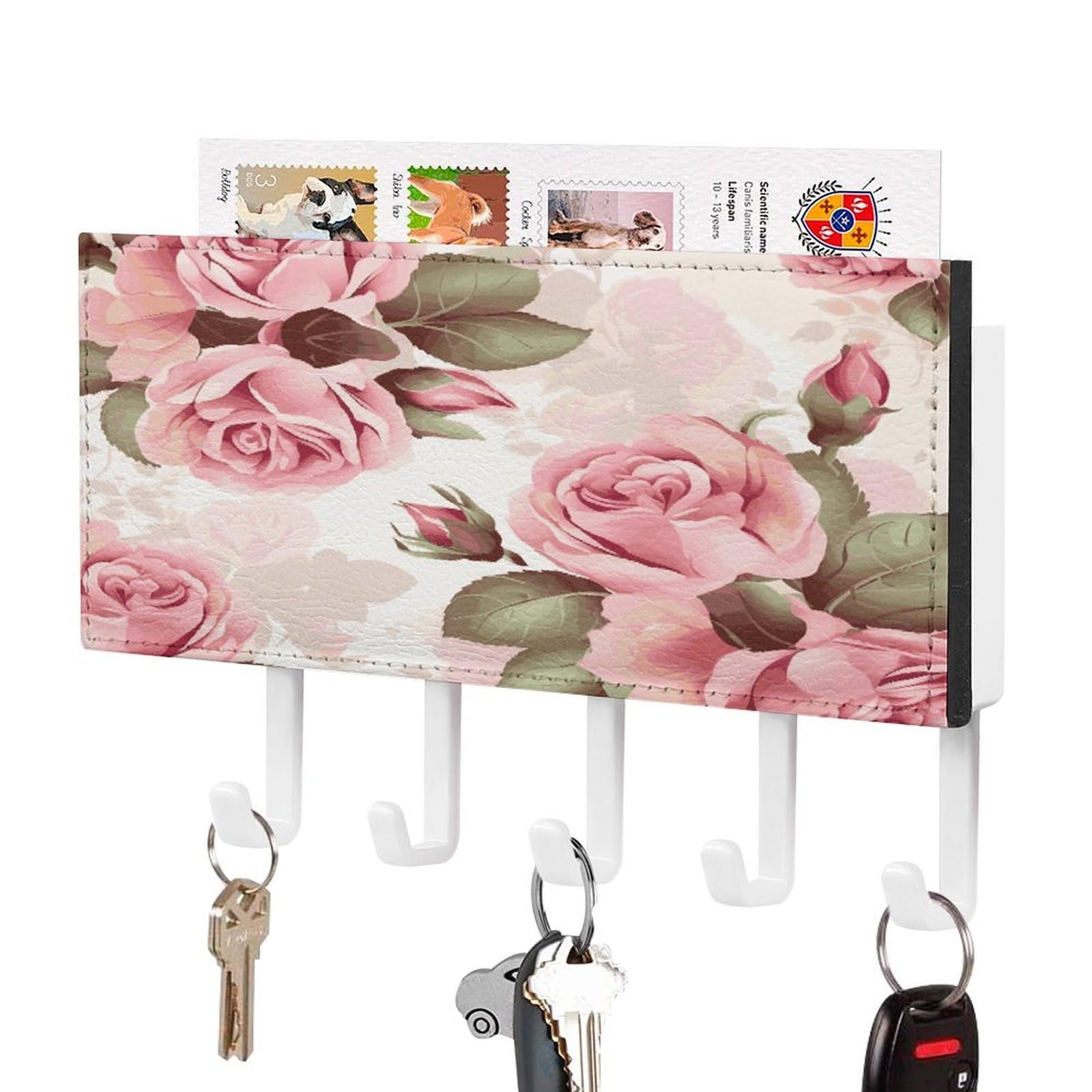 Estante de metal adhesivo para llaves y cartas que evita taladrar la pared