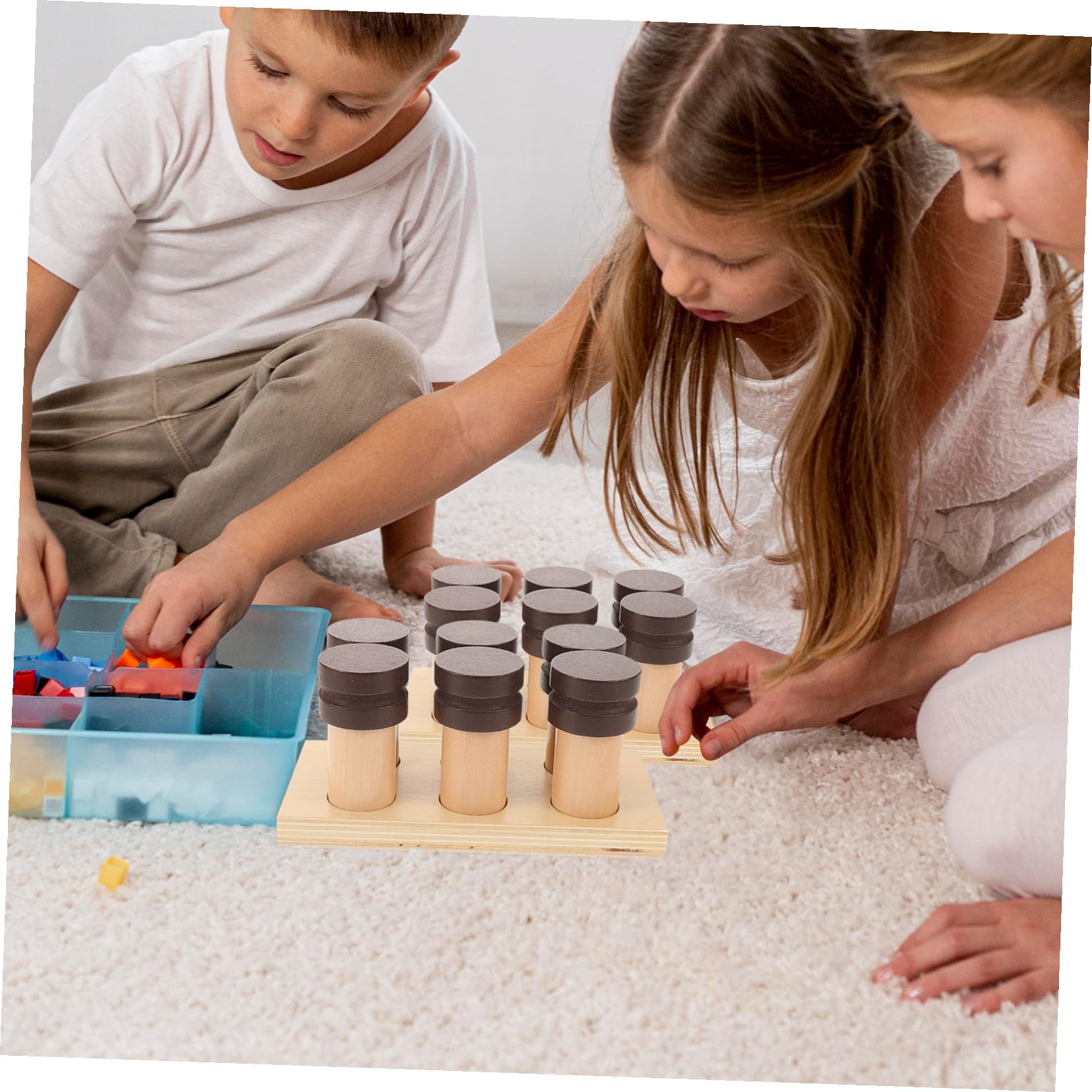 Gioco Montessori Olfattivo in Legno con Bordi Lisci, Set Sensoriale Creativo per Sviluppo Cognitivo e Gioco Educativo la Prima Età
