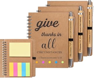 6 Pcs/3 Set of Christian Gifts Spiral Notebooks Bulk Journals with Christian Pens Prayer Journal for Women and Men, Christmas Gifts for Church Members, Bible Study Groups & Church Families,Small Notepad (4.33" x 5.43")