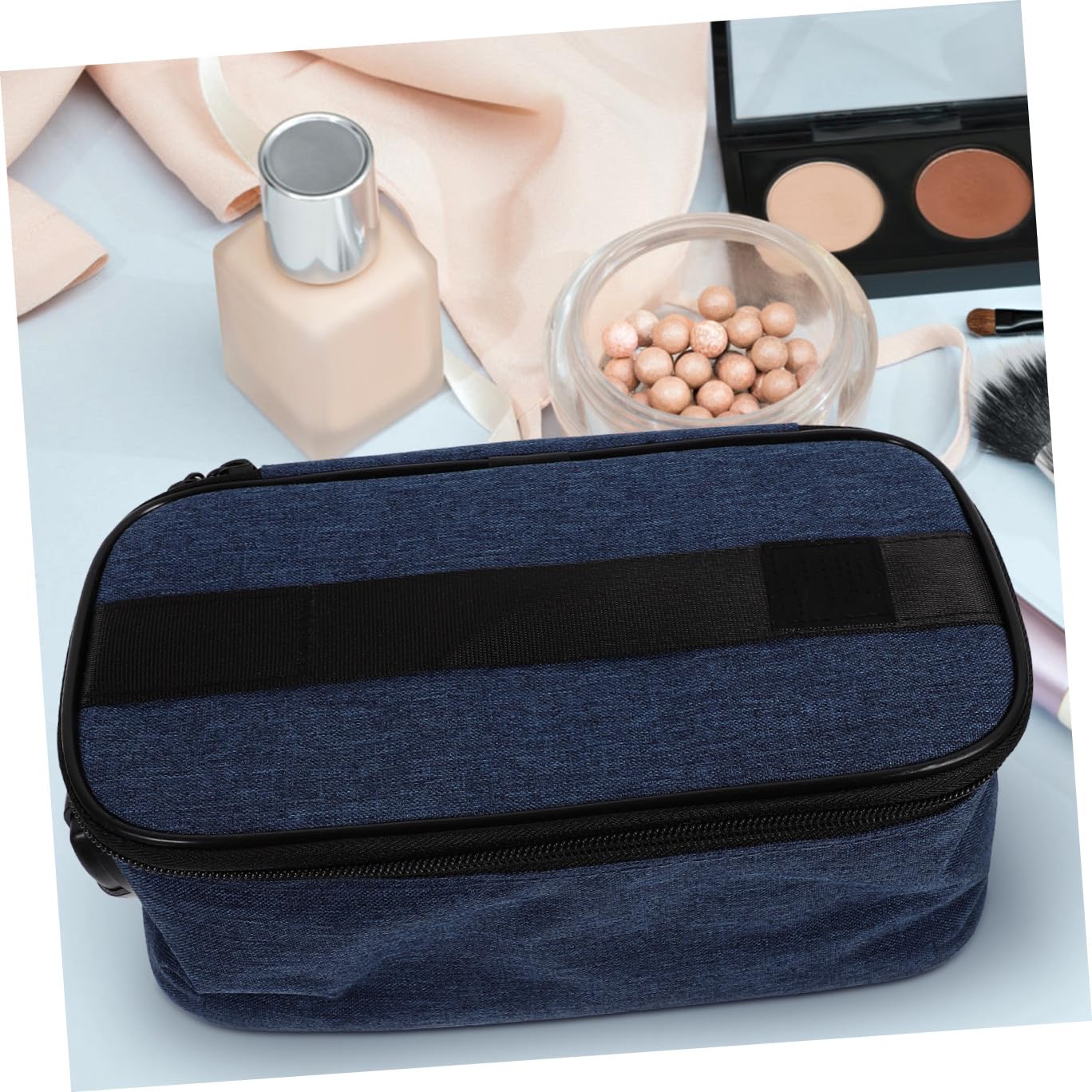Trousse per Trucchi da Viaggio Blu in Oxford Scomparti