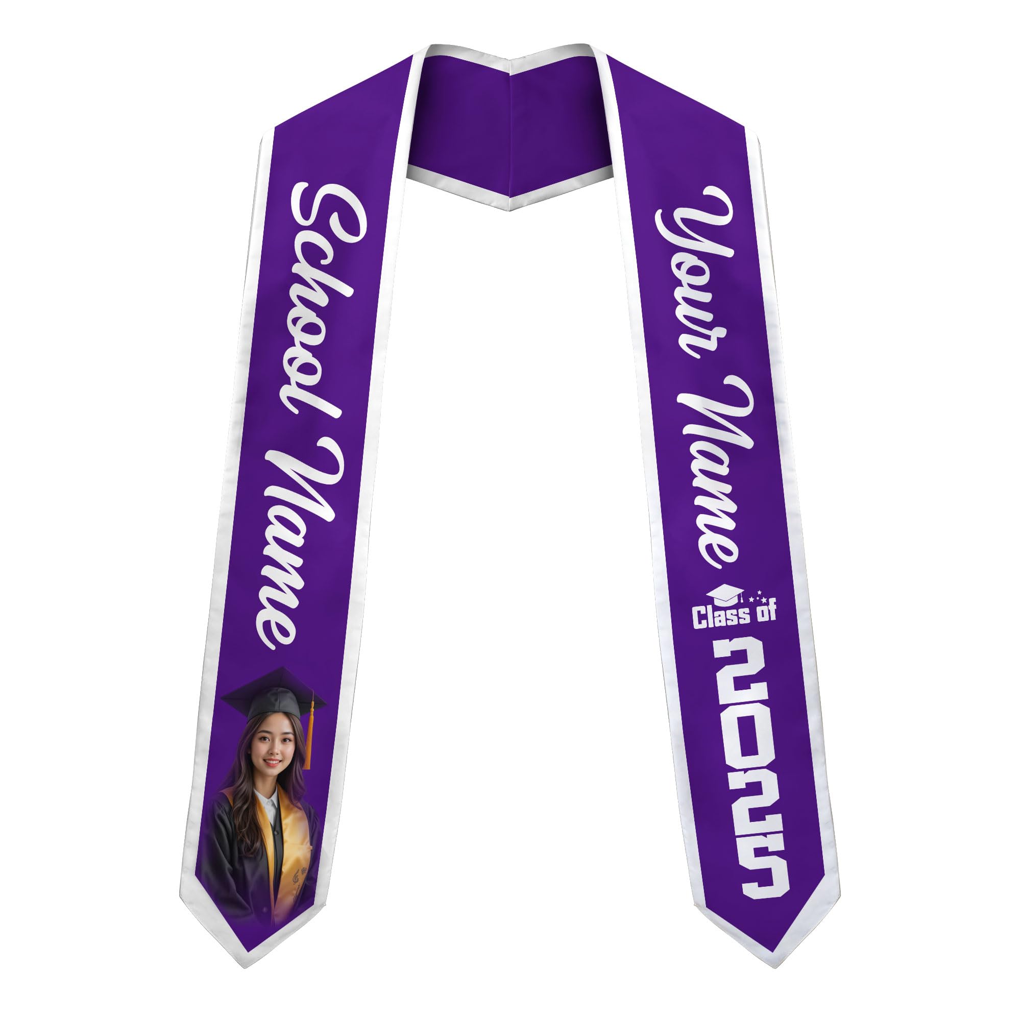 MonkeyVan Personalized Graduation Stole Class Of 2025, Congratulations Sash With Photo Text, Graduation Gifts, Graduation Sash C1