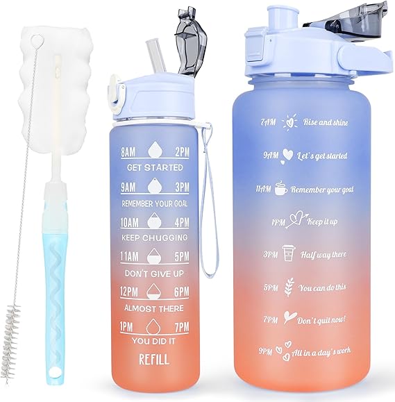 Gourde 750 Ml, Gourde Sport Avec Marqueur De Temps, Paille