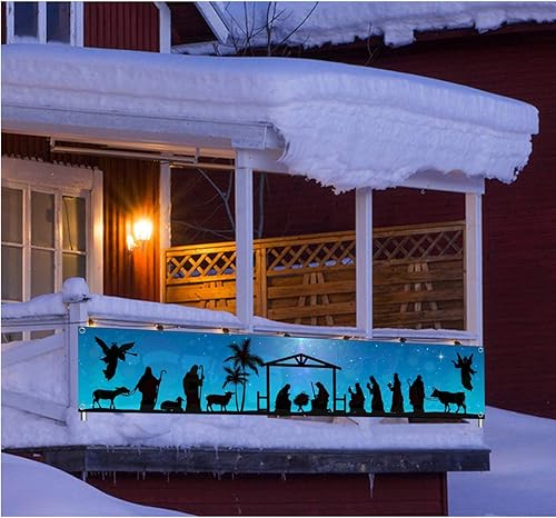 Miniatura 5 de Letrero de Navidad religioso con escena del pesebre, cartel de Navidad grande para decoración religiosa de Navidad