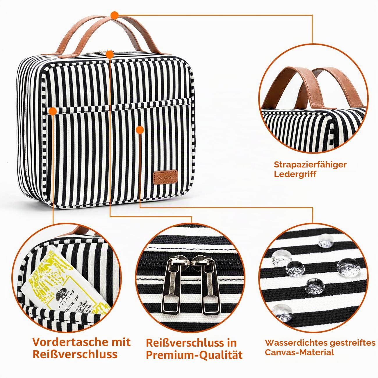 Kulturbeutel zum Aufhängen, großes Fassungsvermögen, Kosmetik-Reise-Kulturbeutel für Frauen, perfekt für Reisen/täglichen Gebrauch/Weihnachten, M-Schwarz (Schwarz) - 6620-toiletry Bag