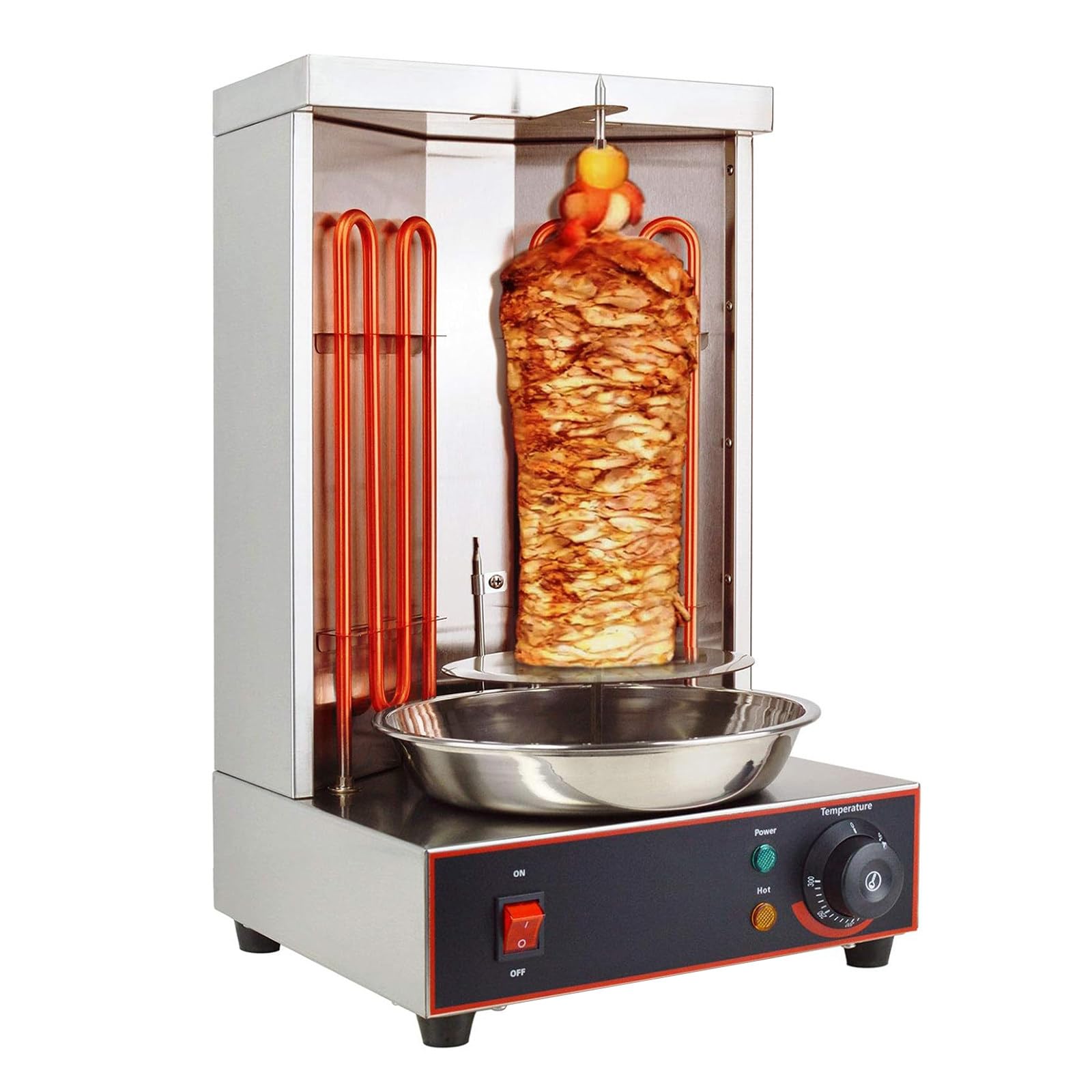 ZEEKYFOR Shawarma Grill Machine, 2400W Electric Vertical Rotisserie, Electric Doner Kebab Machine, Stainless Steel Grill Rotating Oven 50-300℃