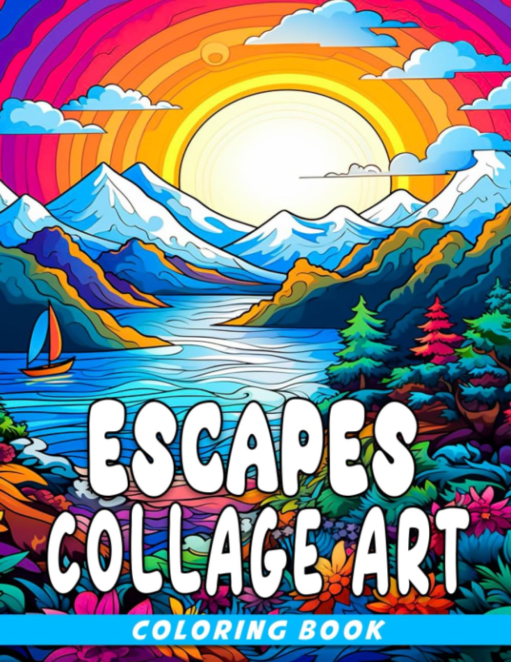 洋書 ESCAPES Collage Art Coloring Book ESCAPES Collage Art Coloring Book: Beautiful Collage Style