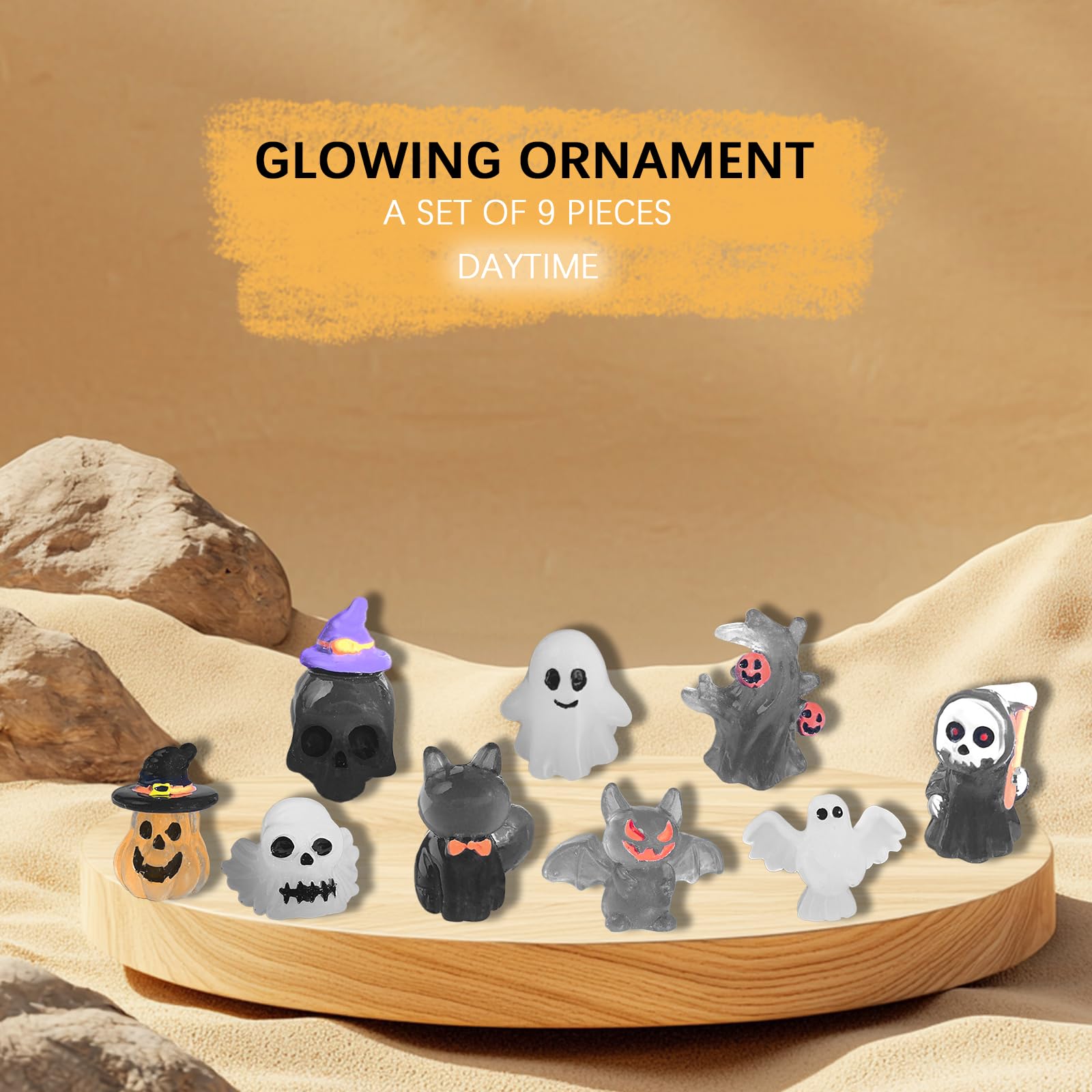 JNAWA 17Pieces Halloween Resin Luminous Ornaments Tiny Glow In The Dark Figurines Mixed Small Cute Landscape Desk Decoration for Garden Aquarium Dollhouse - Image 2