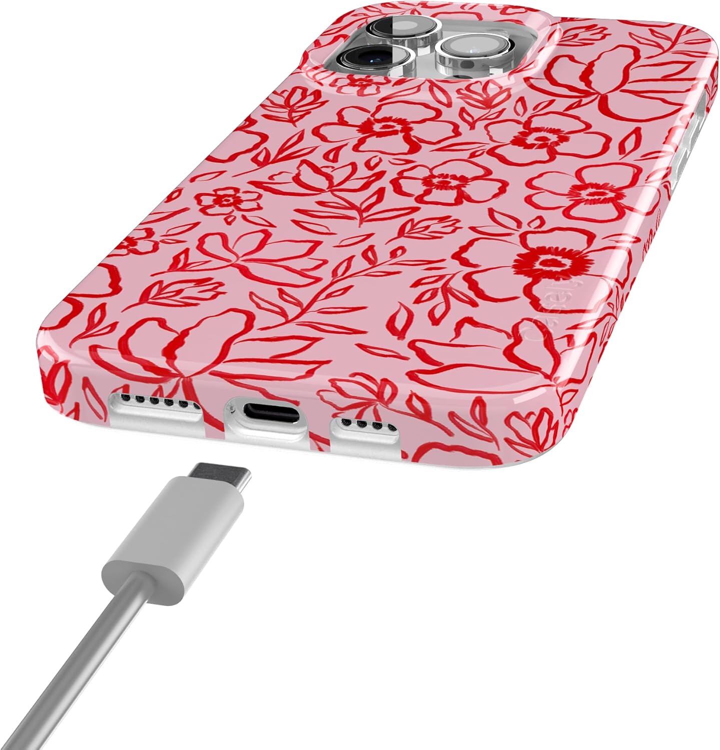 Casely iPhone 15 Pro Max Case | Blush Garden | Floral Doodle | Compatible with MagSafe | Classic Ultra Slim Design