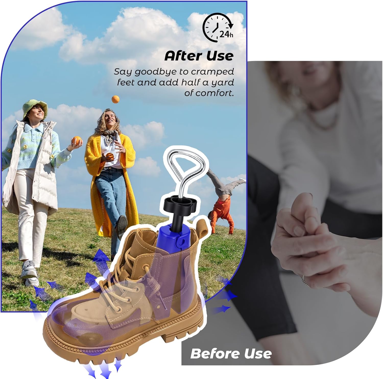 2Piece Shoe Stretcher Boot Stretcher for Men Women,Adjustable Length Width Height Expander for Wide Feet & Instep