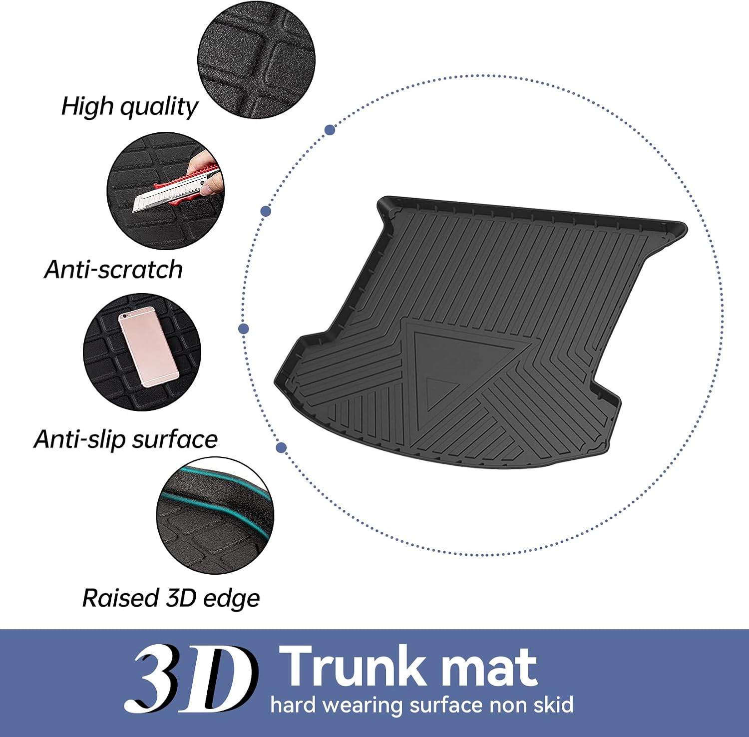PSLER Cargo Mats Fit for Cadillac XT5 2017-2024 Cargo Liner Custom Trunk Mats for GLE All Weather Trunk Liner Car Mats Floor Liners