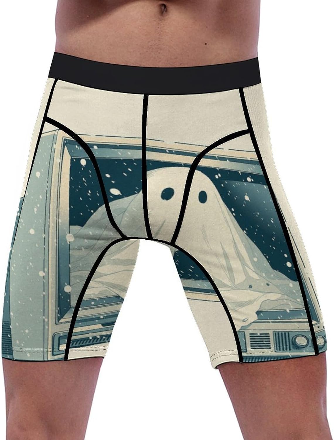 Television And Ghosts Soft Breathable Men Athletic Underwear Stretch Quick Dry Sport Boxer Briefs for Daily Workout Gym Wear