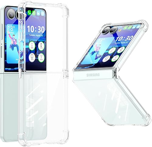 Vista 12 de WATACHE Funda para Galaxy Z Flip 3, funda Z Flip 3, transparente, delgada, transparente, bisagra a prueba de golpes, TPU suave flip3, funda