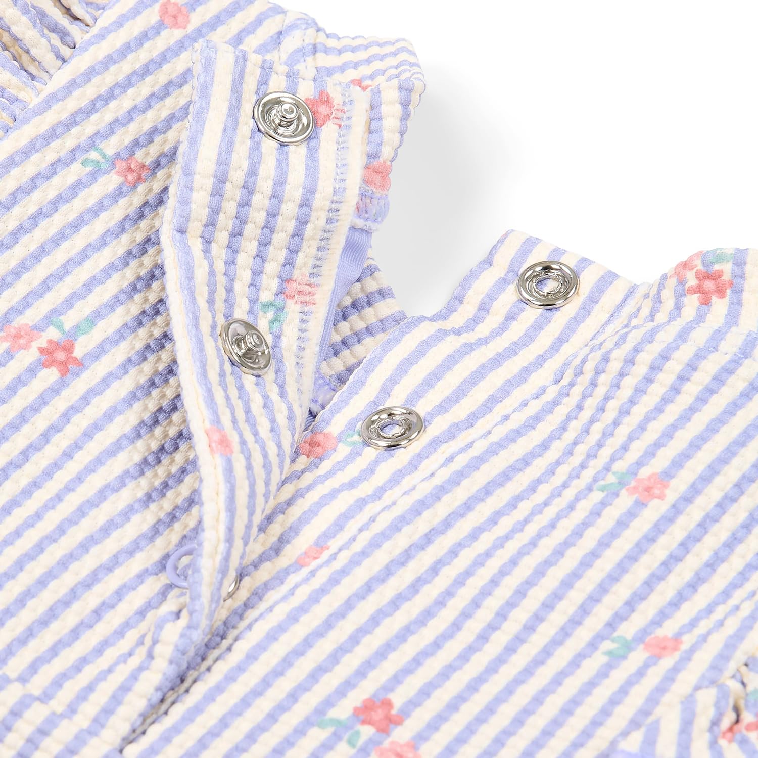 Little Dutch Kinder Badeshirt - Schwimmshirt Langarm - mit Rüschen, Streifen und Druckknöpfe - für Mädchen - Dreamy Stripes - lila/weiß (Gr. 86/92)
