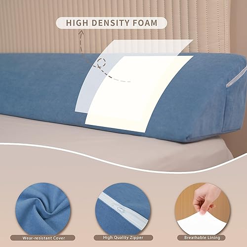 Miniatura 5 de Aurako Almohada de cuña para cama tamaño California King, almohada para cabecero, relleno de huecos de cama triangular, cuñas de espuma