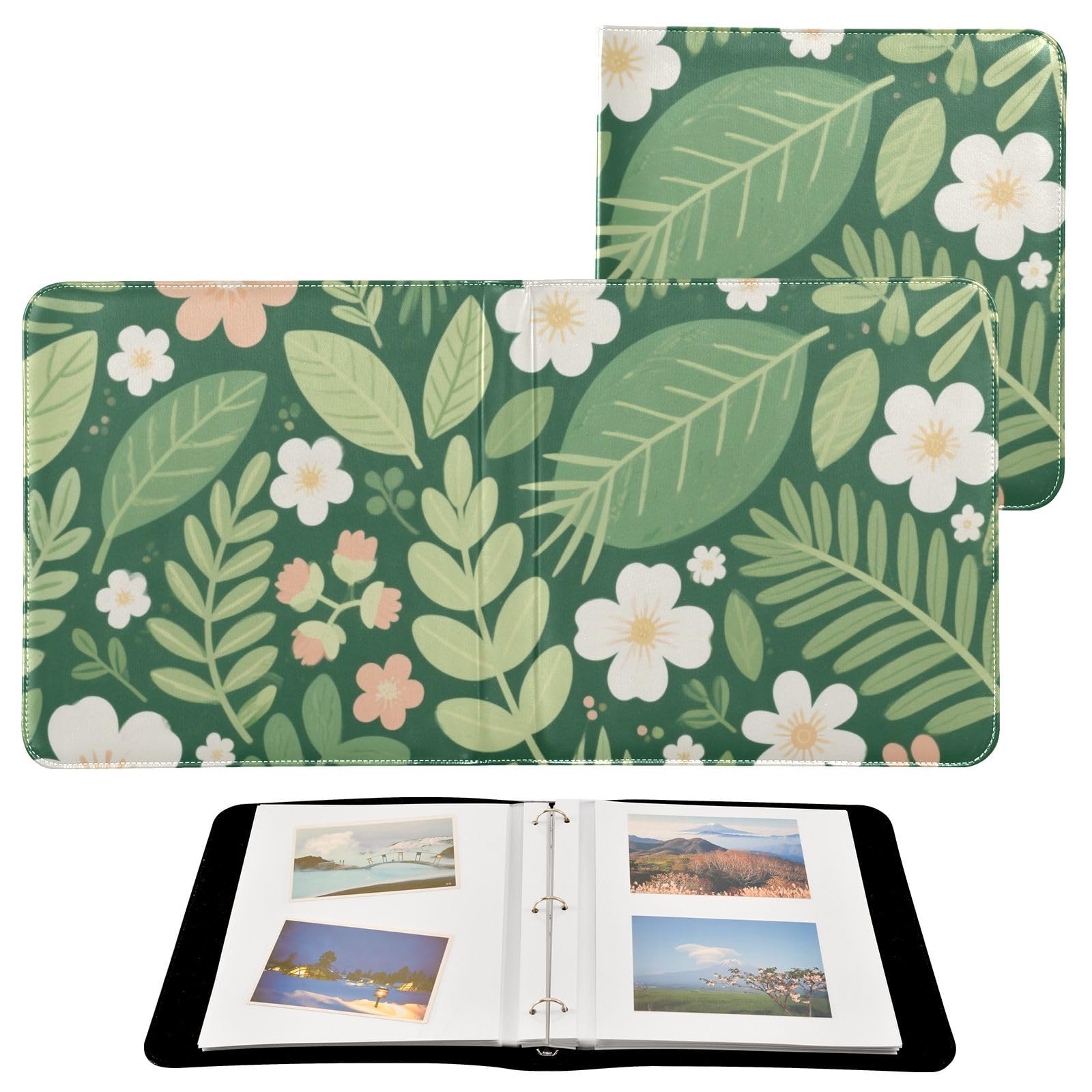 Photo Album 4x6, 5x7,6x8,Artificial Leather Photo Albums with 20 Detachable Sheets Plant Print for Family Wedding,Multi 18