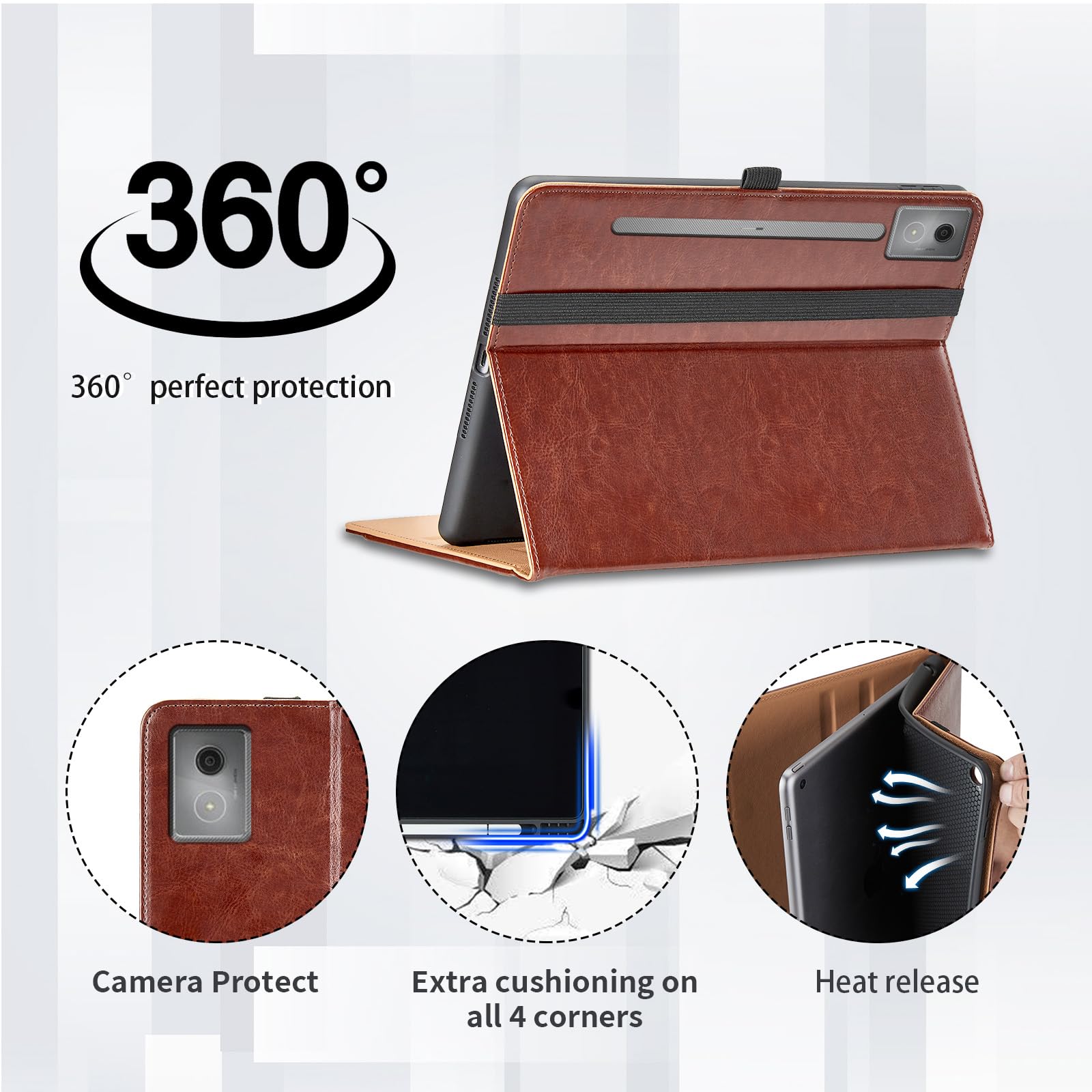 Hülle Für Lenovo Tab Pro 12.7 2025 - PU Leder Case Mit Stifthalter & Standfunktion - Schutzhülle TB-373FU/TB-375FC