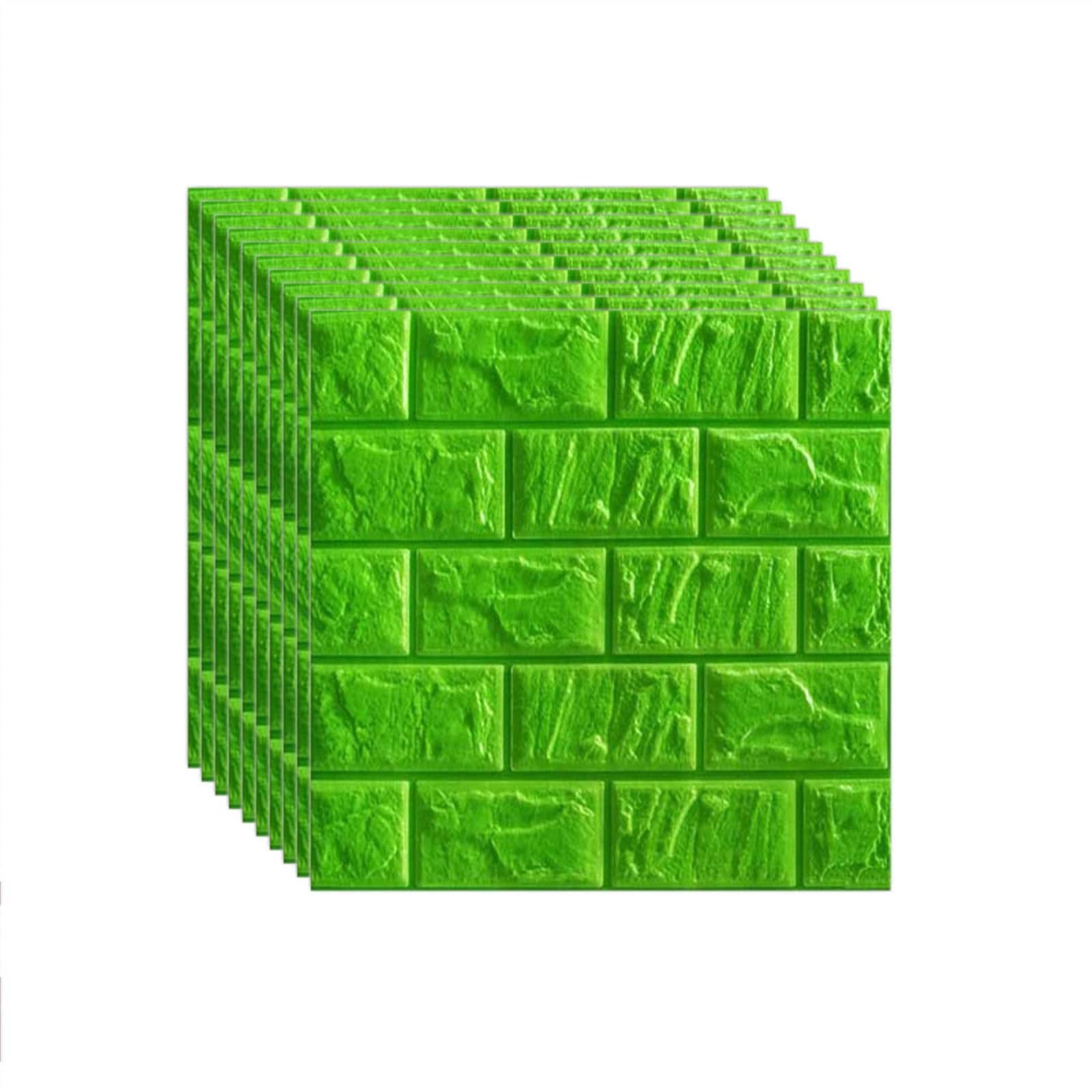 wall Panels， Wallpaper Sticker with Self-Adhesive Waterproof Brick PE Foam Wall Panels Peel and Stick for Interior Decor(Grün)