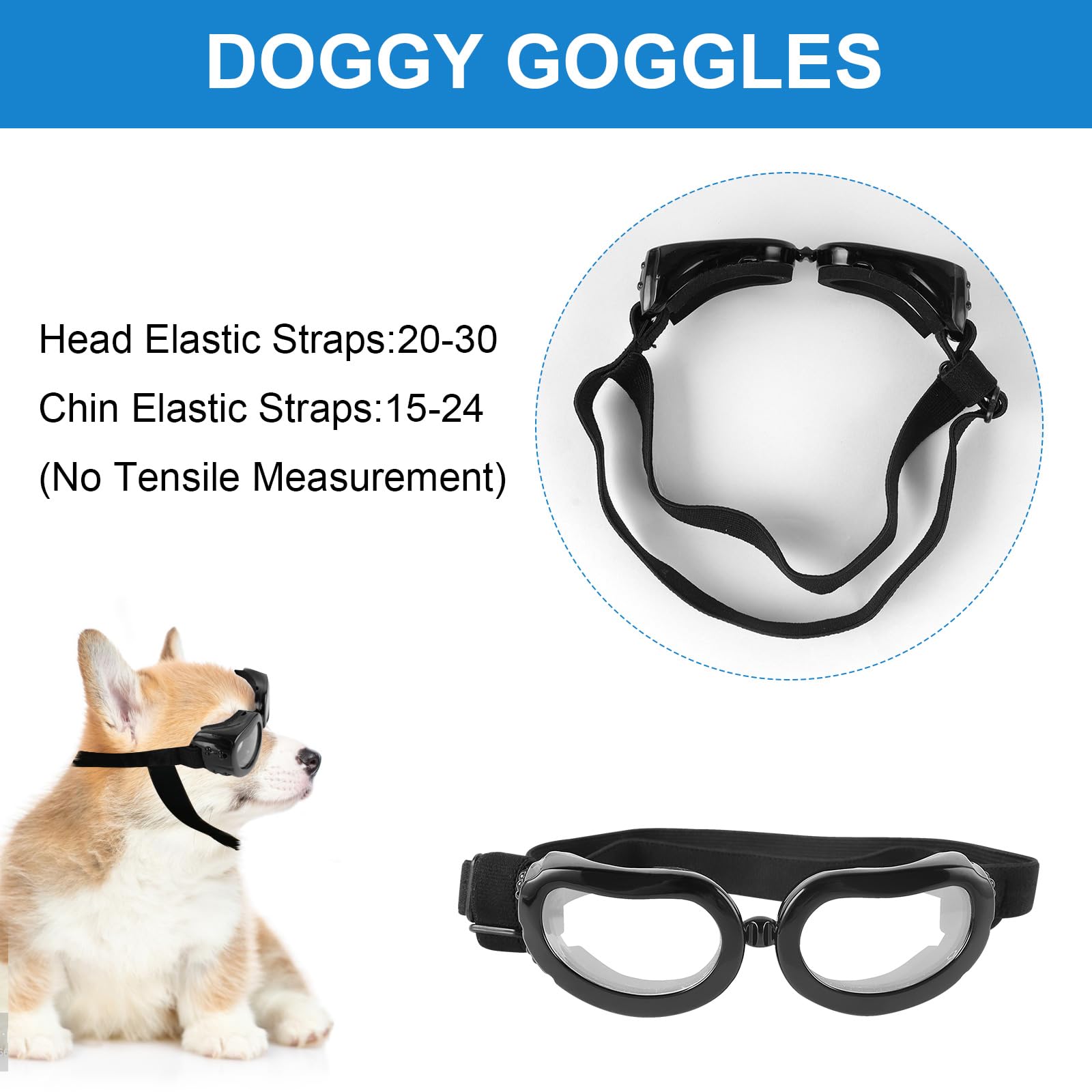 Occhiali Protettivi Per Cani NAMSAN | Anti-UV, Antivento | Regolabili, Per Taglie Piccole/Medie | Nero - Foto 2