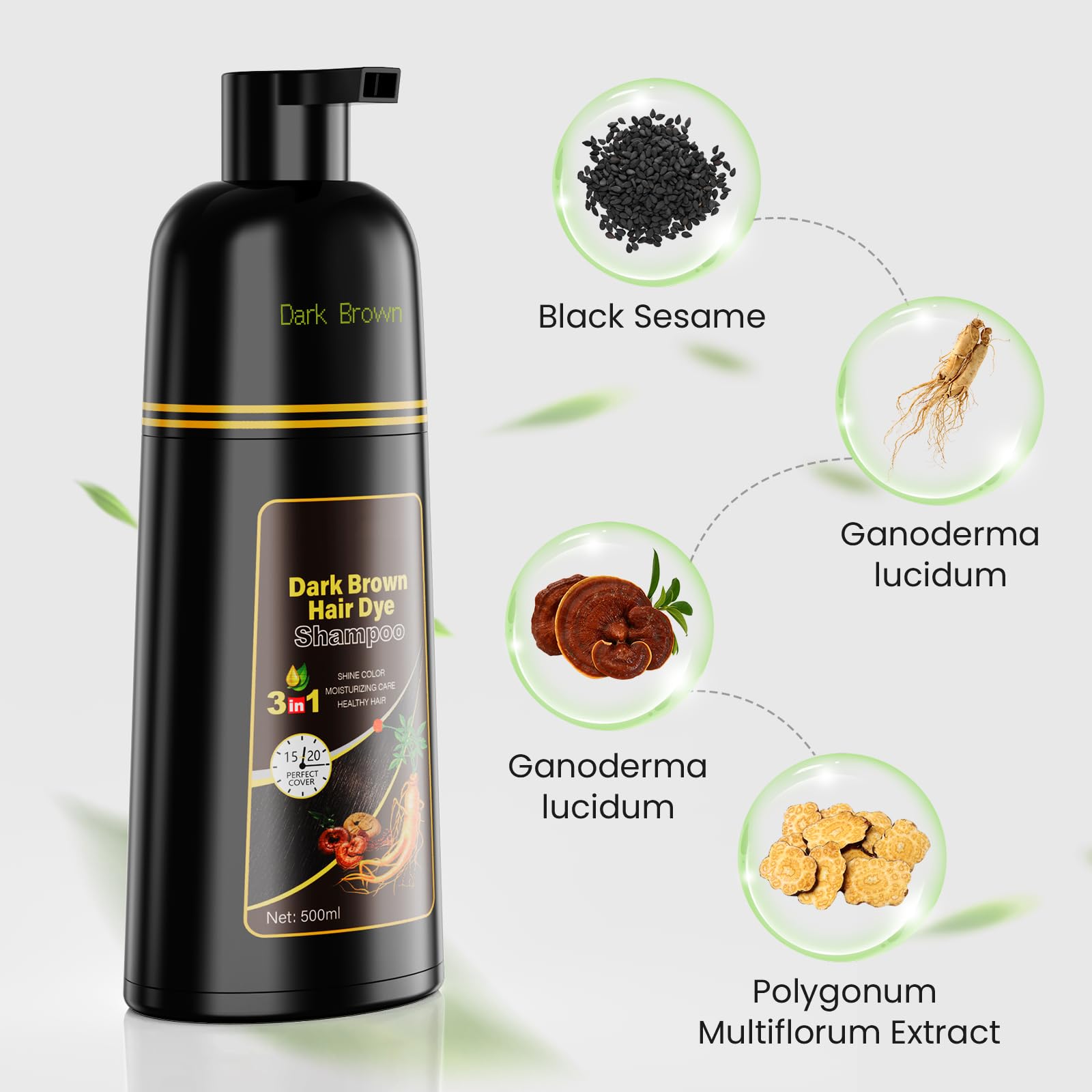 Amazon.com : KINGMING Dark Brown 3 in 1 Hair Dye Shampoo for Gray